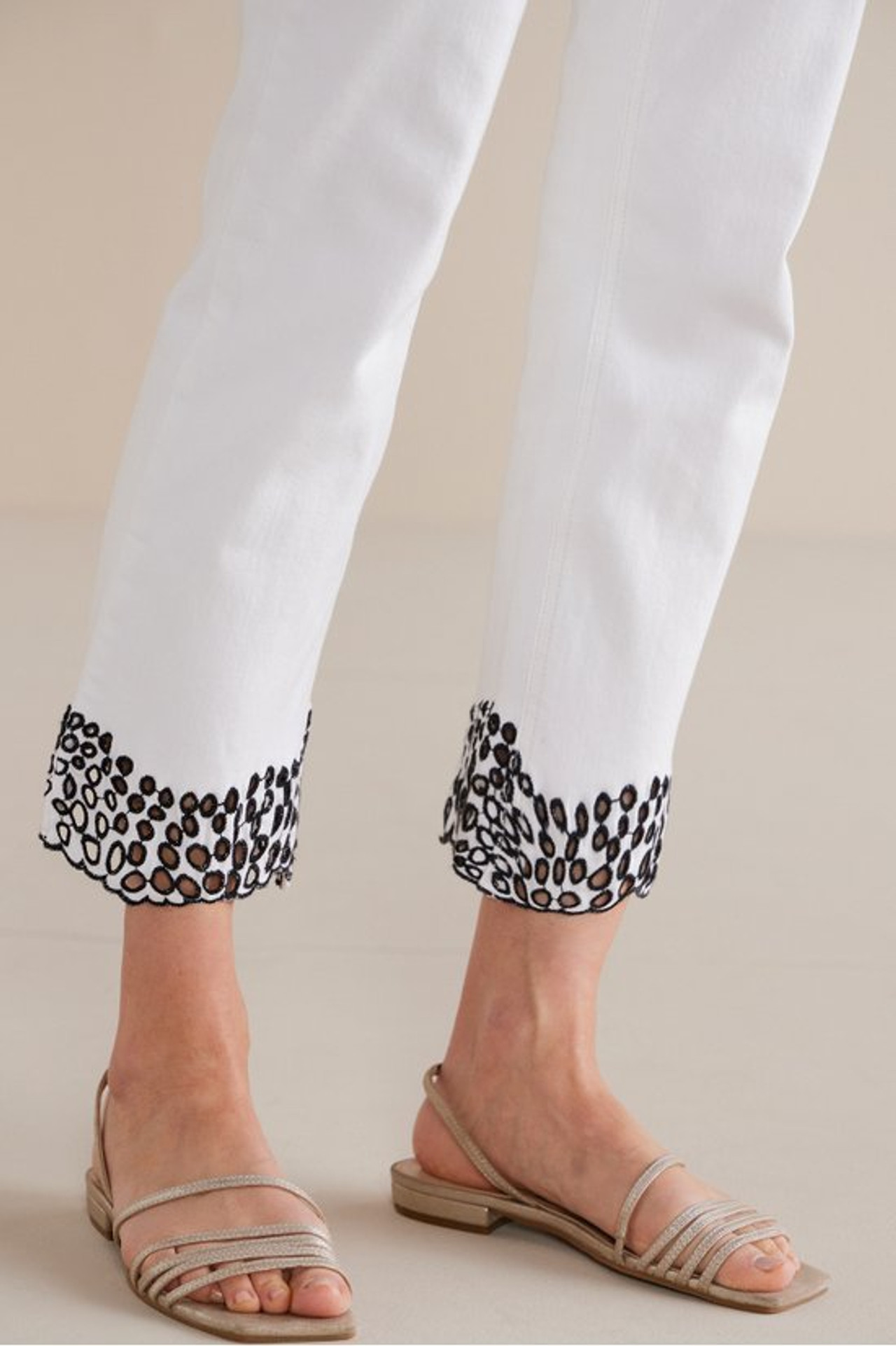 Solene Eyelet Denim Crop Jeans - Soft Surroundings Outlet