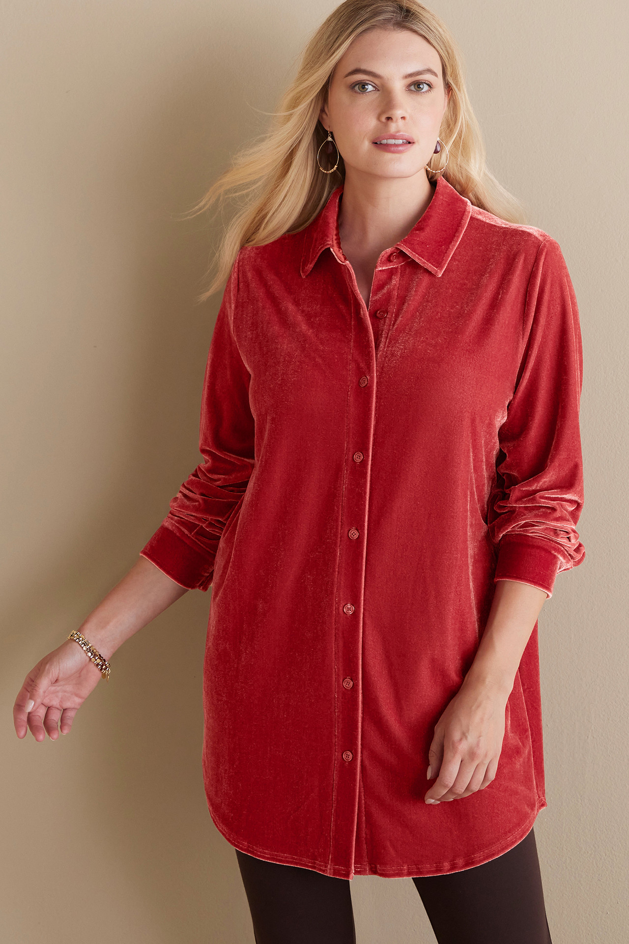 Velvet Boyfriend Tunic Shirt - Soft Surroundings Outlet