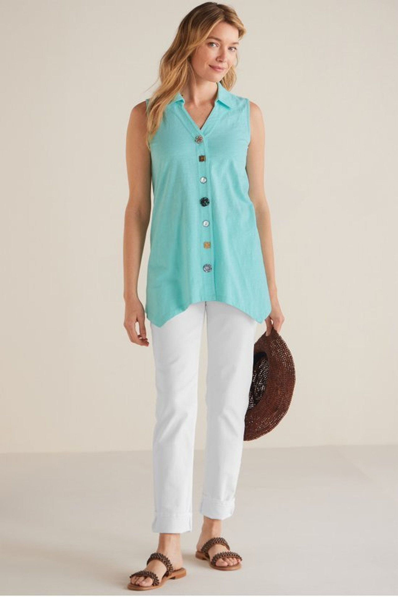 Danielle Button Sleeveless Tunic - Soft Surroundings Outlet