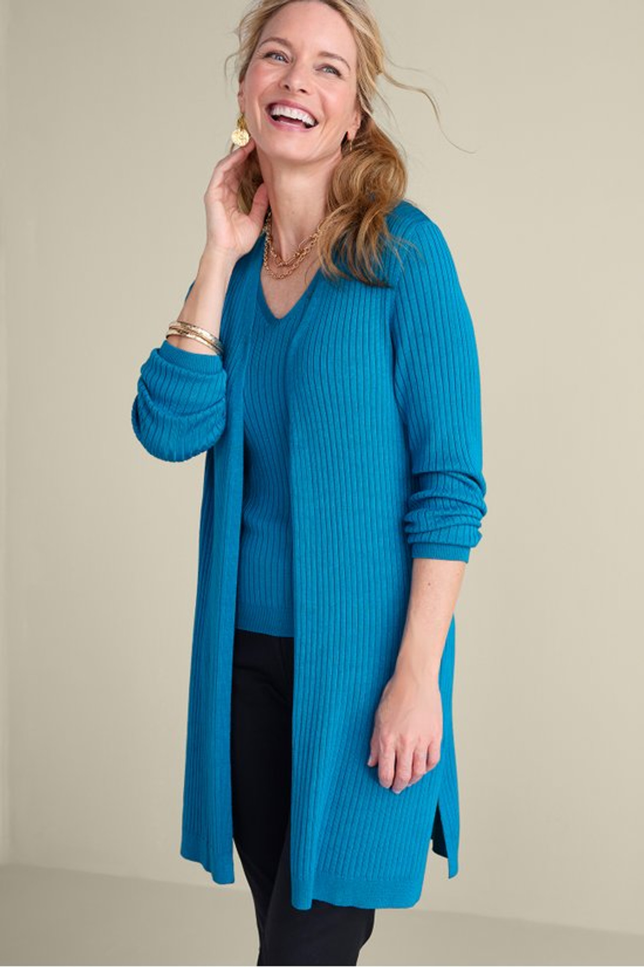 SoftEssential™ Ribbed Long Cardi - Soft Surroundings Outlet