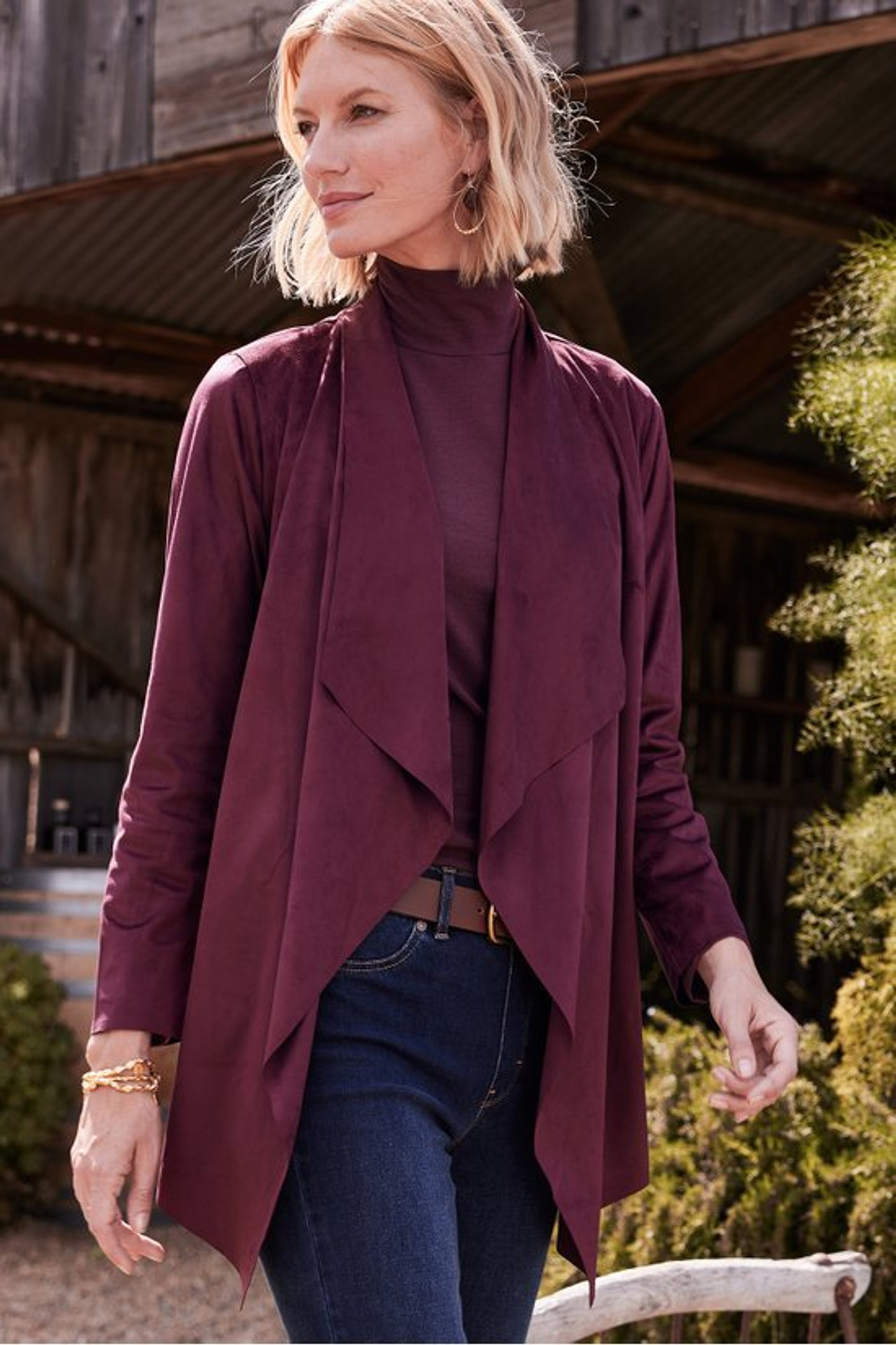 Shape Drape Faux Suede Jacket - Soft Surroundings Outlet