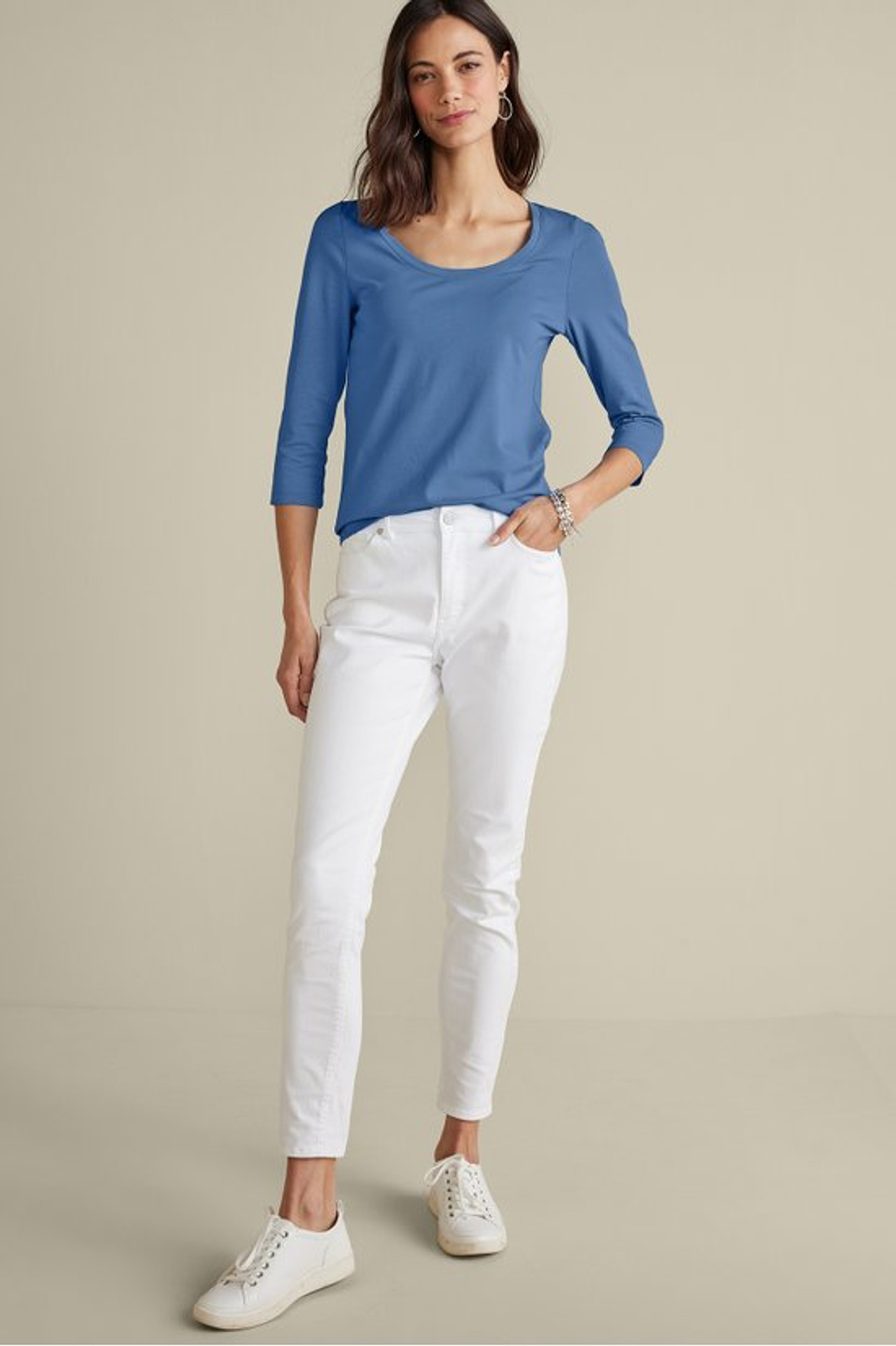 SoftEssential™ Supima® 3/4 Sleeve Tee I - Soft Surroundings Outlet