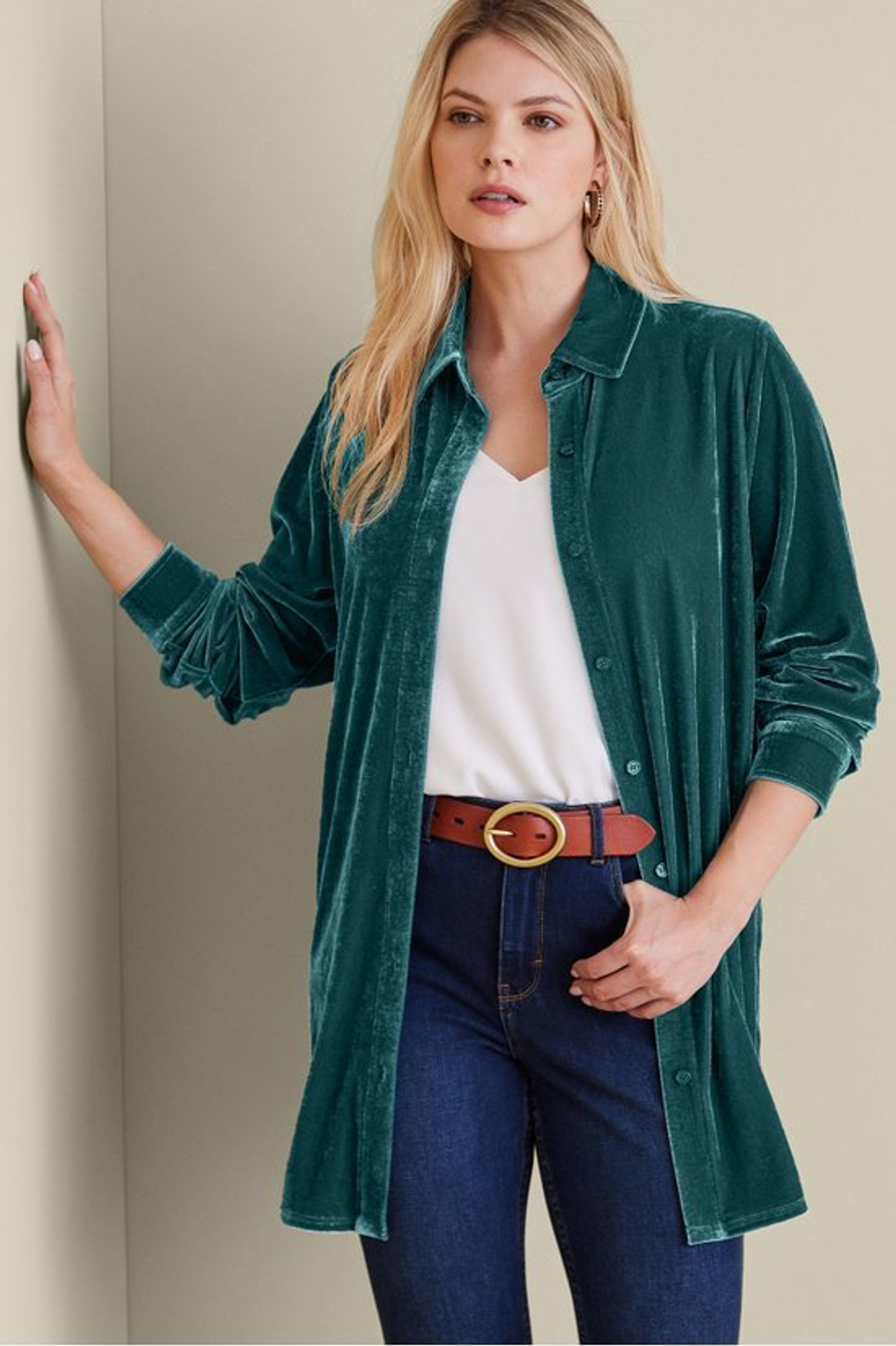 Velvet Boyfriend Tunic Shirt - Soft Surroundings Outlet