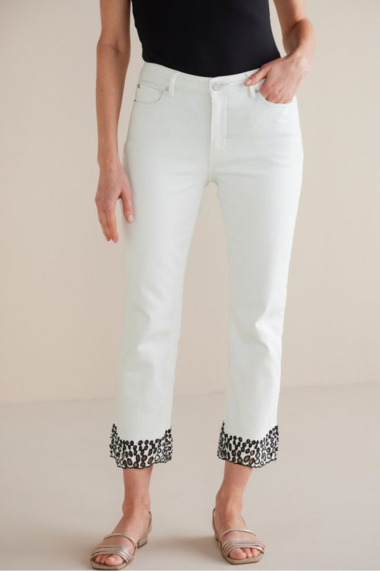 Solene Eyelet Denim Crop Jeans - Soft Surroundings Outlet
