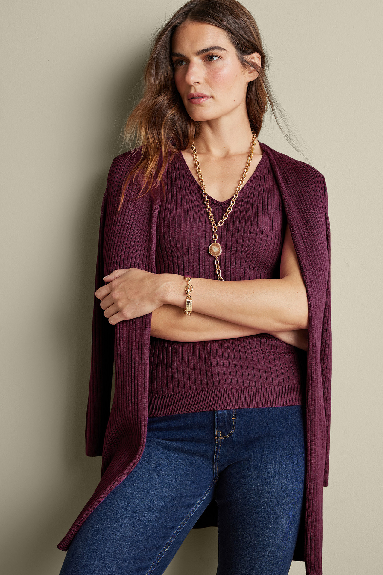 SoftEssential™ Ribbed Long Cardi - Soft Surroundings Outlet