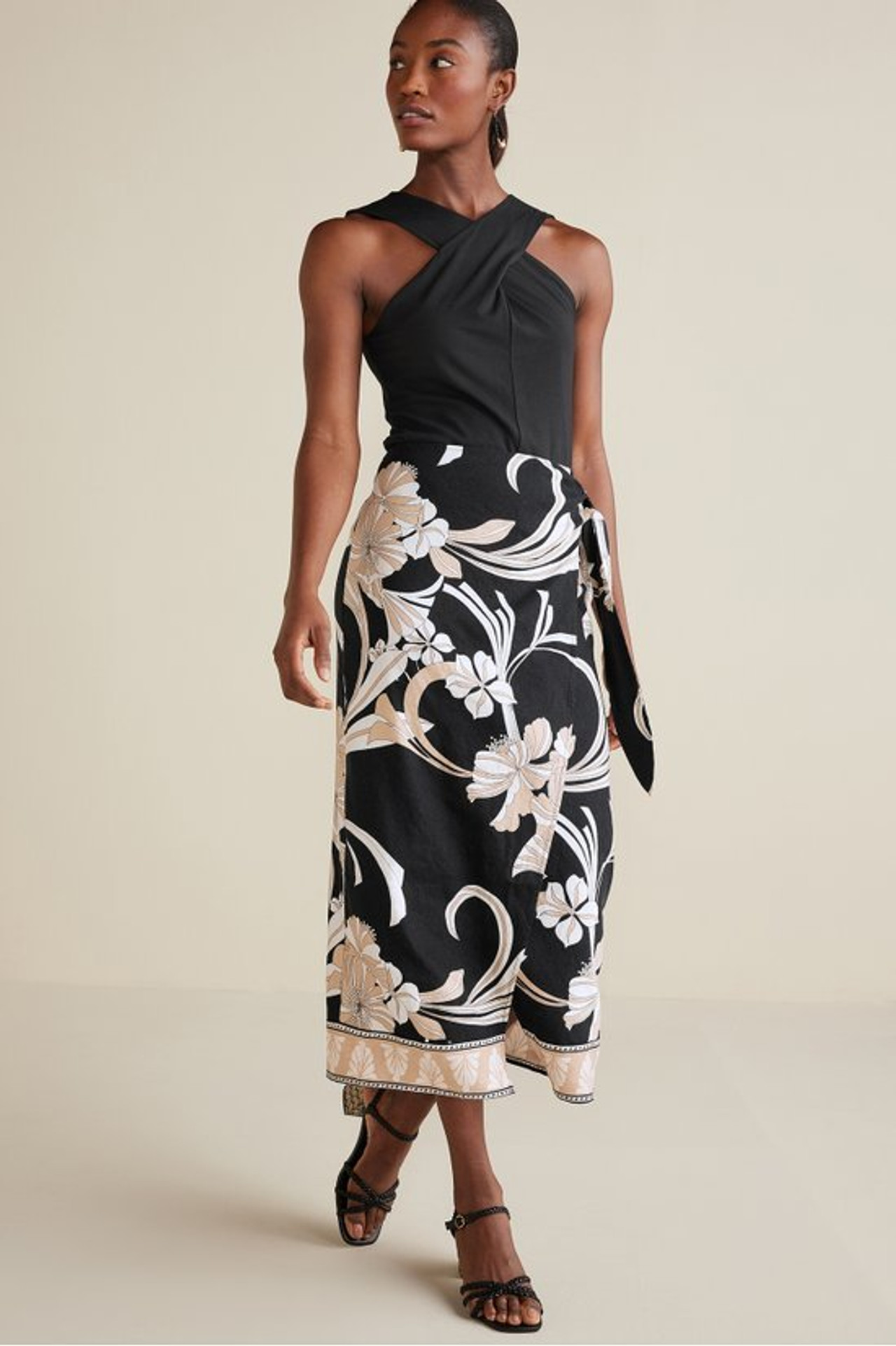 Isla Stretch Linen Midi Skirt - Soft Surroundings Outlet