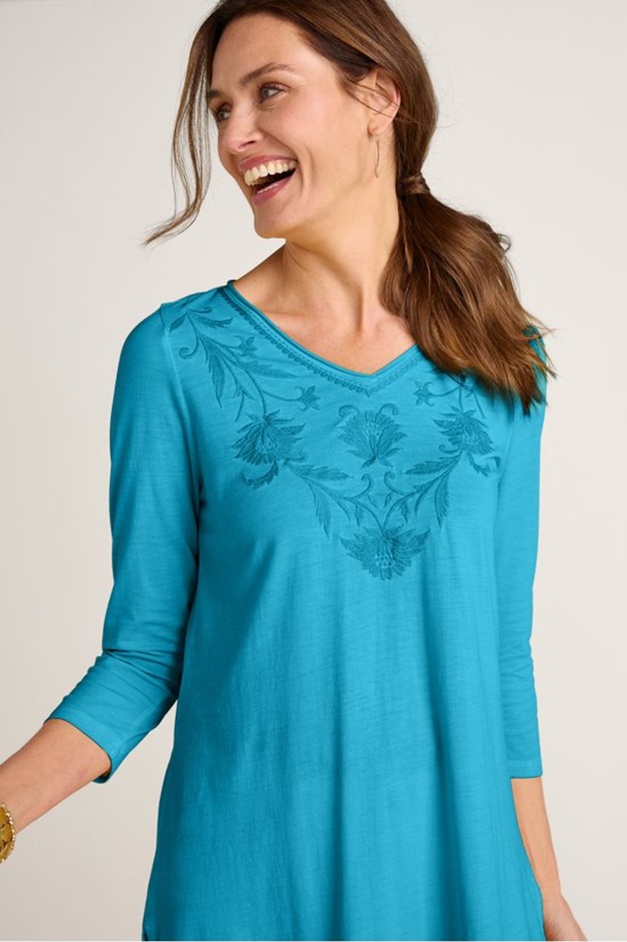 Orelia Embroidered Knit Tunic - Soft Surroundings Outlet