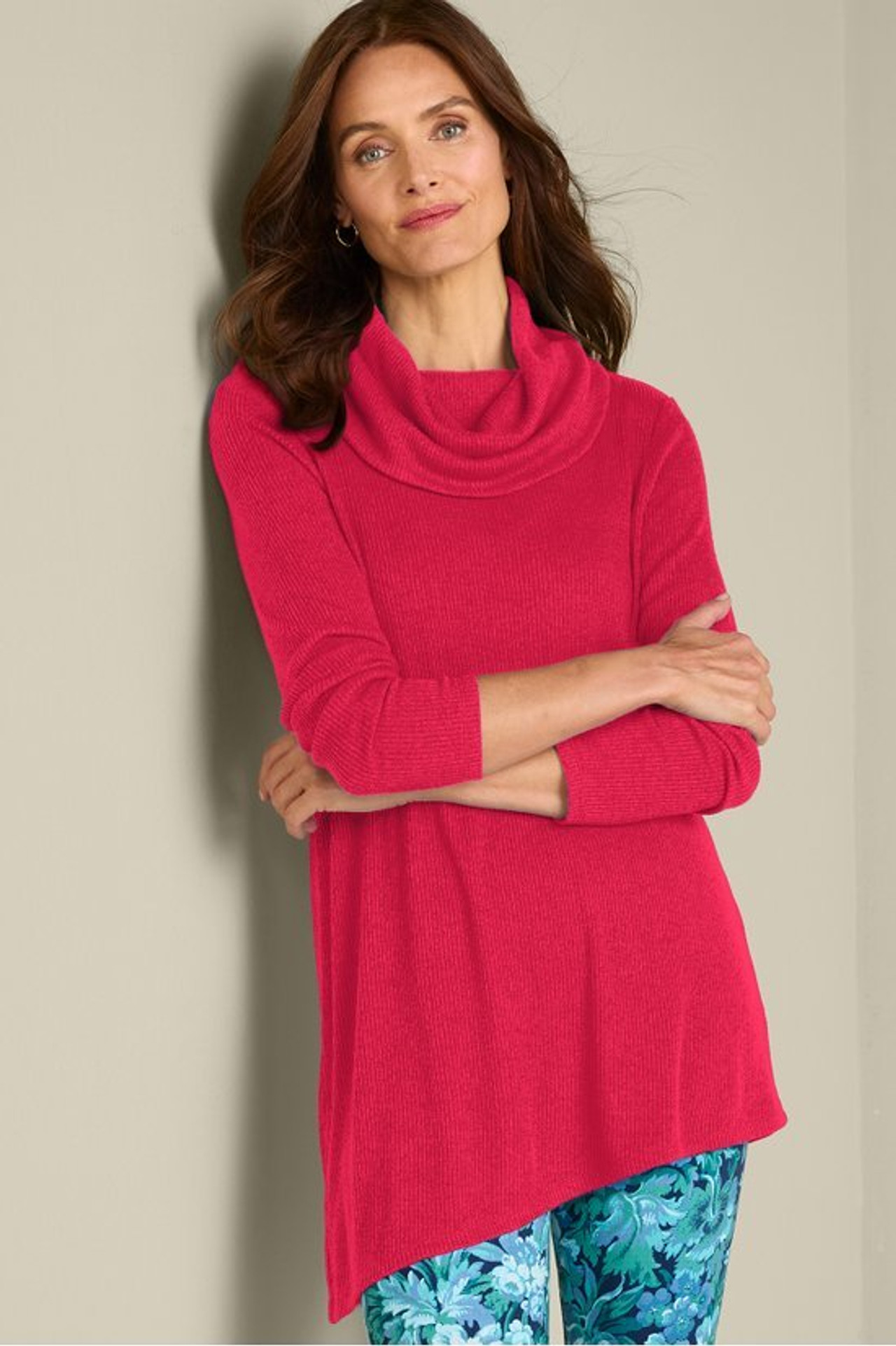 Kayla Rib Knit Cowl Neck Tunic - Soft Surroundings Outlet