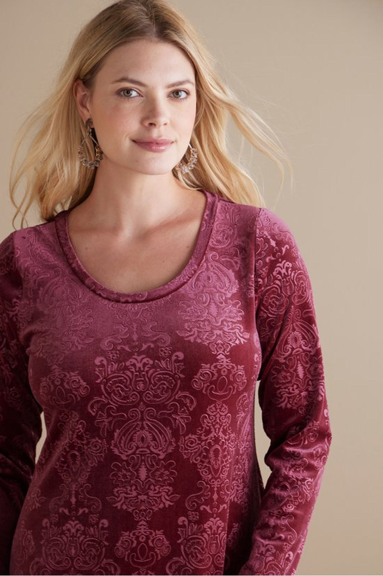 Santiago Embossed Velvet Dress - Soft Surroundings Outlet