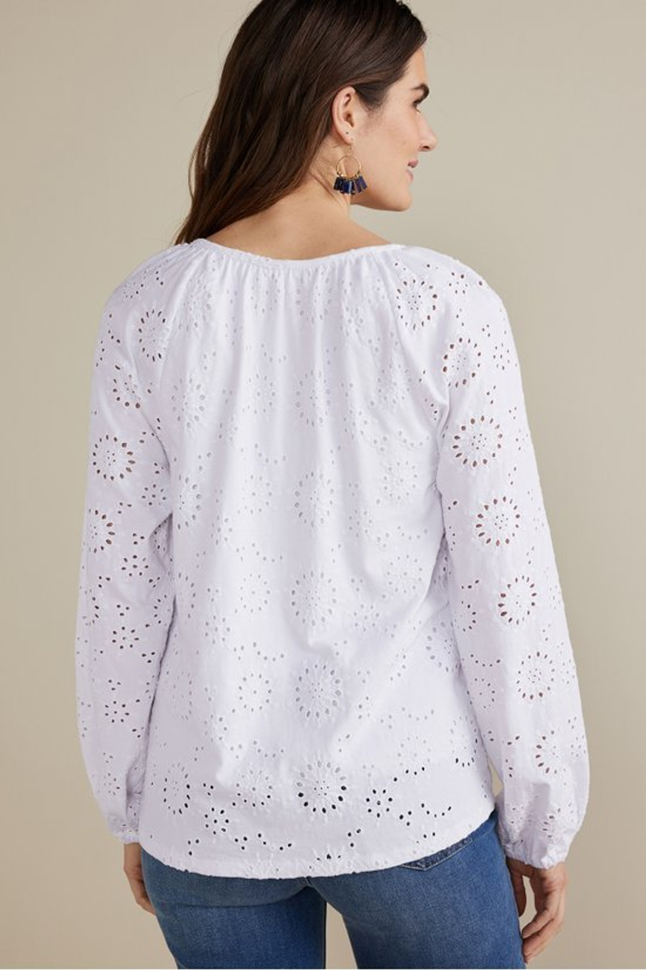 Rhiannon Eyelet Peasant Top - Soft Surroundings Outlet