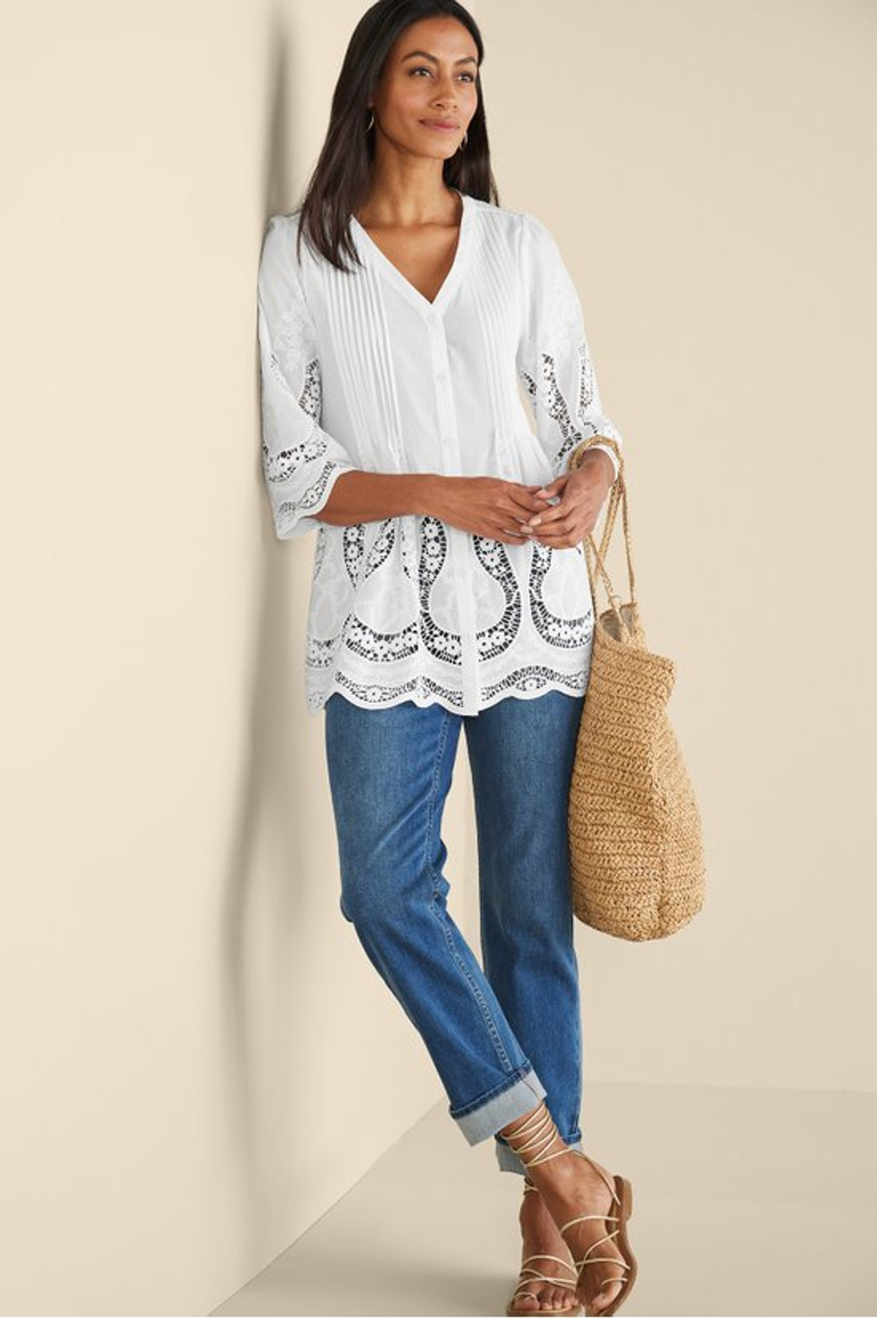 Trella Eyelet Top - Soft Surroundings Outlet