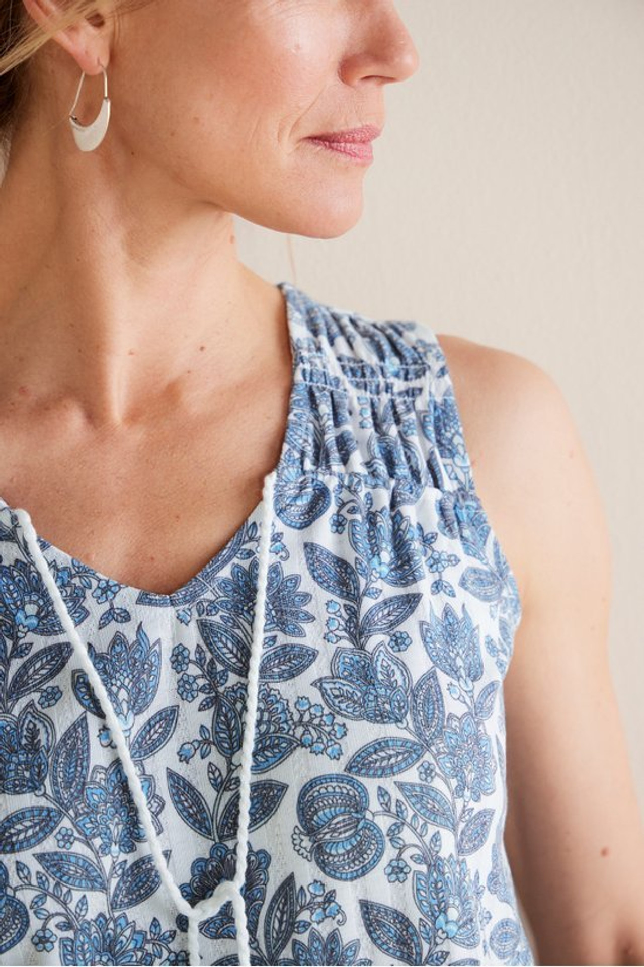 Roxie Printed Pointelle Tank - Soft Surroundings Outlet