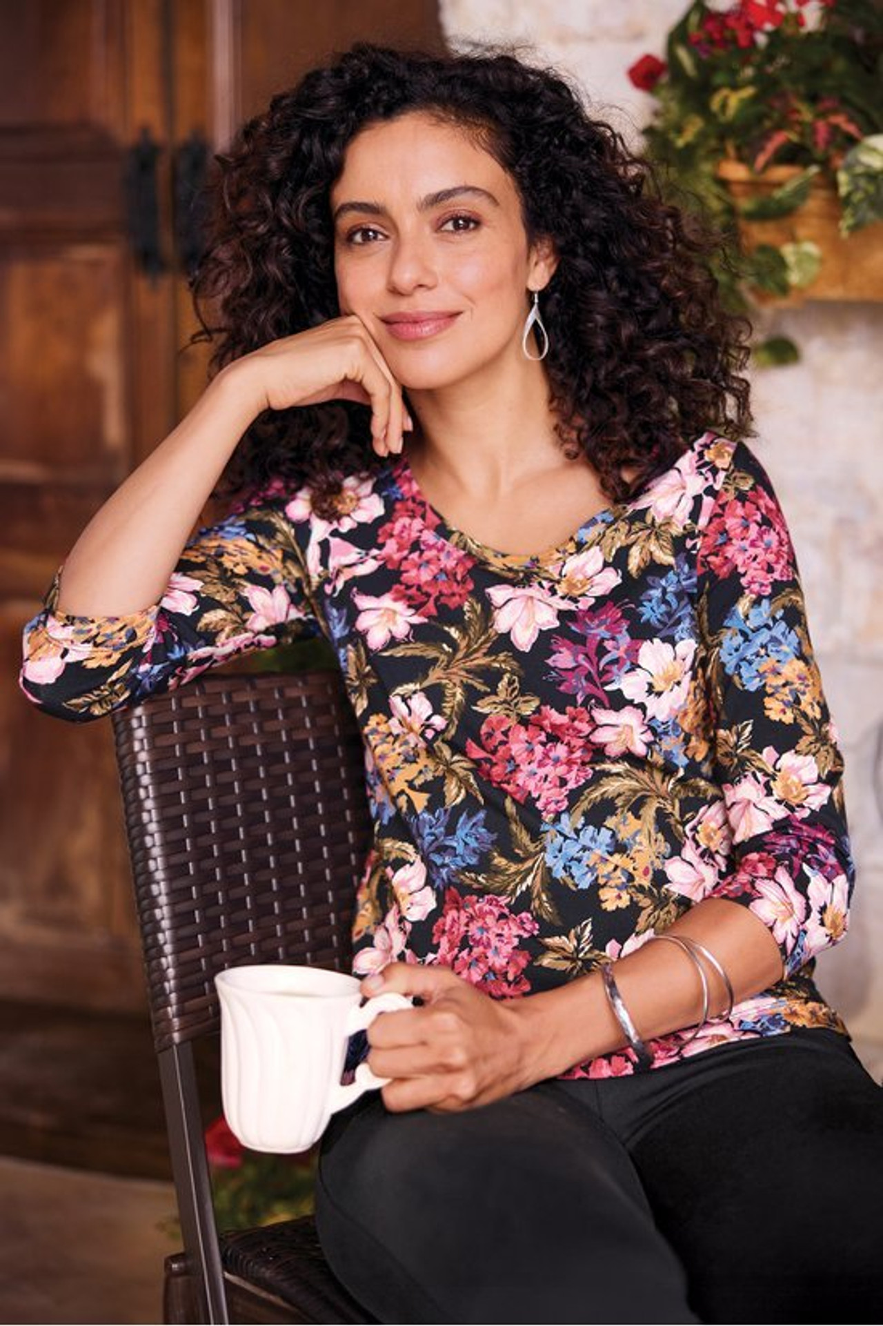 SoftEssential™ Supima® 3/4 Sleeve Tee I - Soft Surroundings Outlet