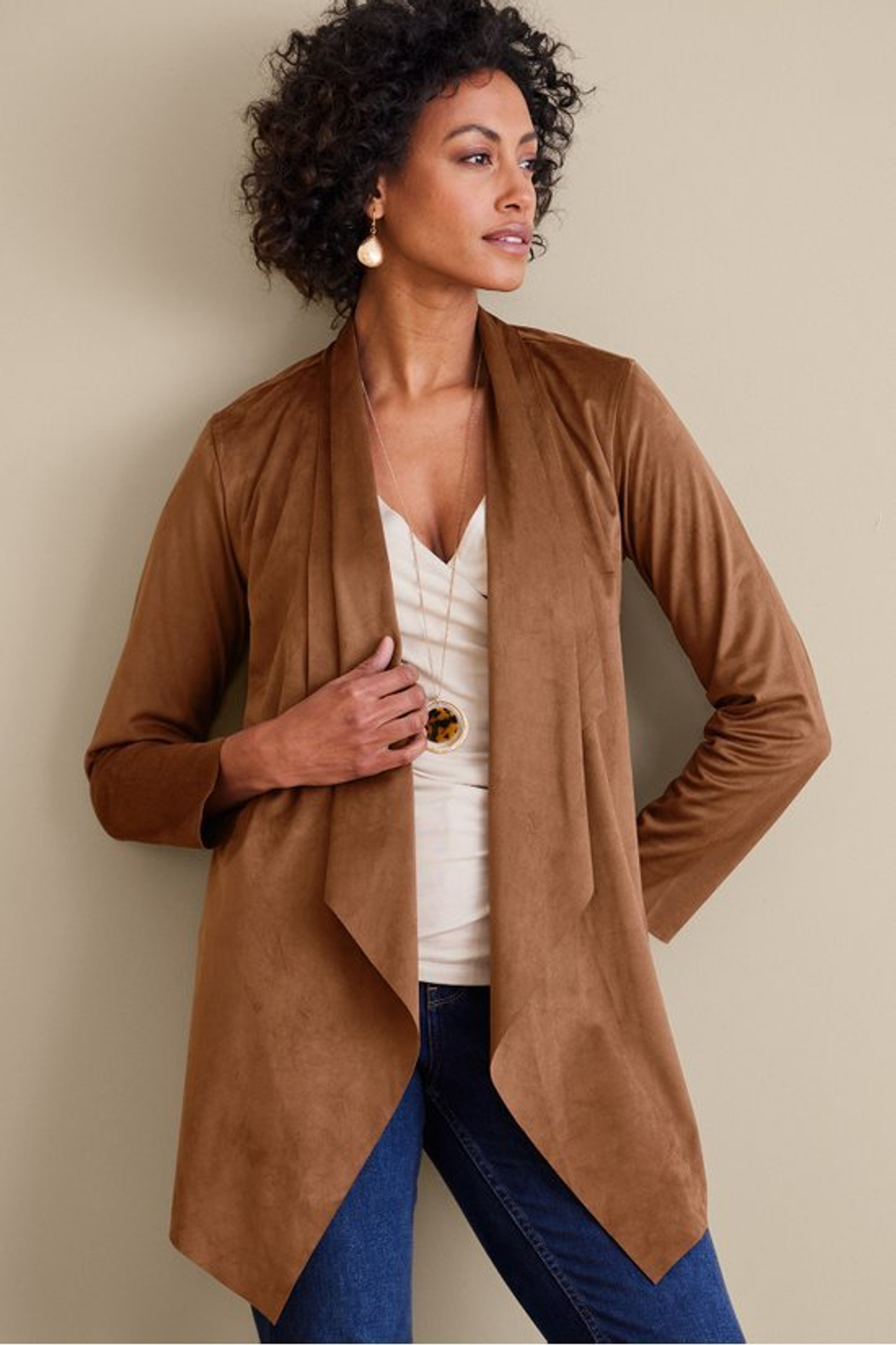 Shape Drape Faux Suede Jacket - Soft Surroundings Outlet