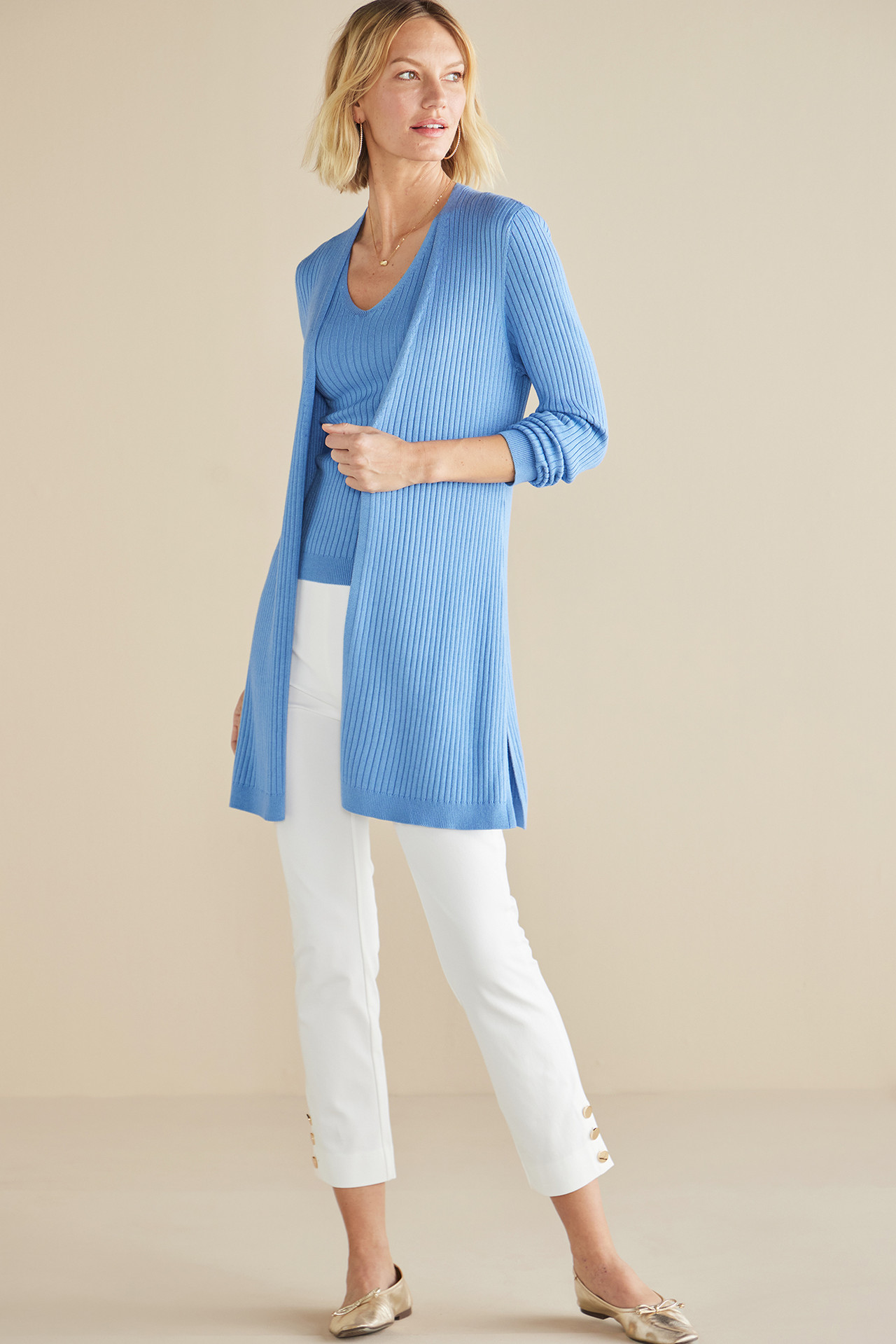 SoftEssential™ Ribbed Long Cardi - Soft Surroundings Outlet