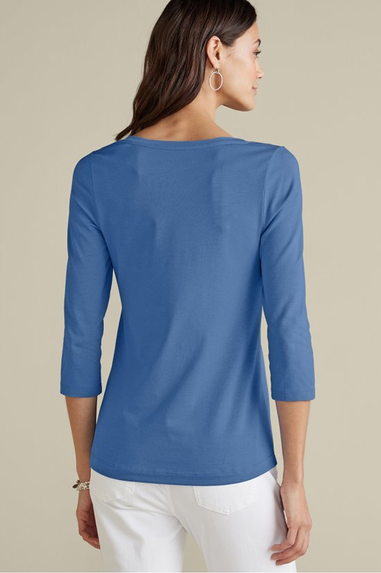 SoftEssential™ Supima® 3/4 Sleeve Tee I - Soft Surroundings Outlet