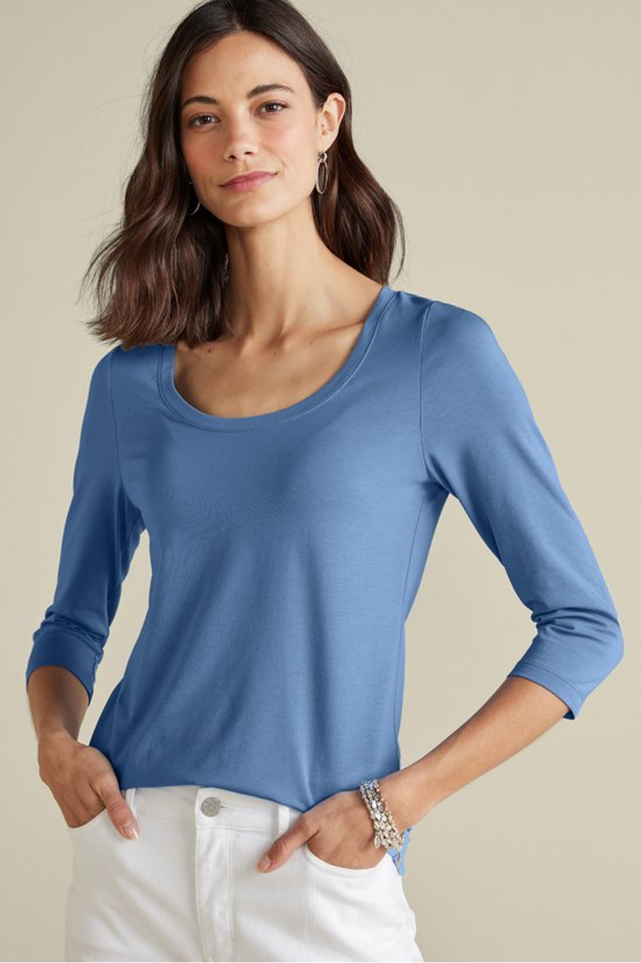 SoftEssential™ Supima® 3/4 Sleeve Tee I - Soft Surroundings Outlet