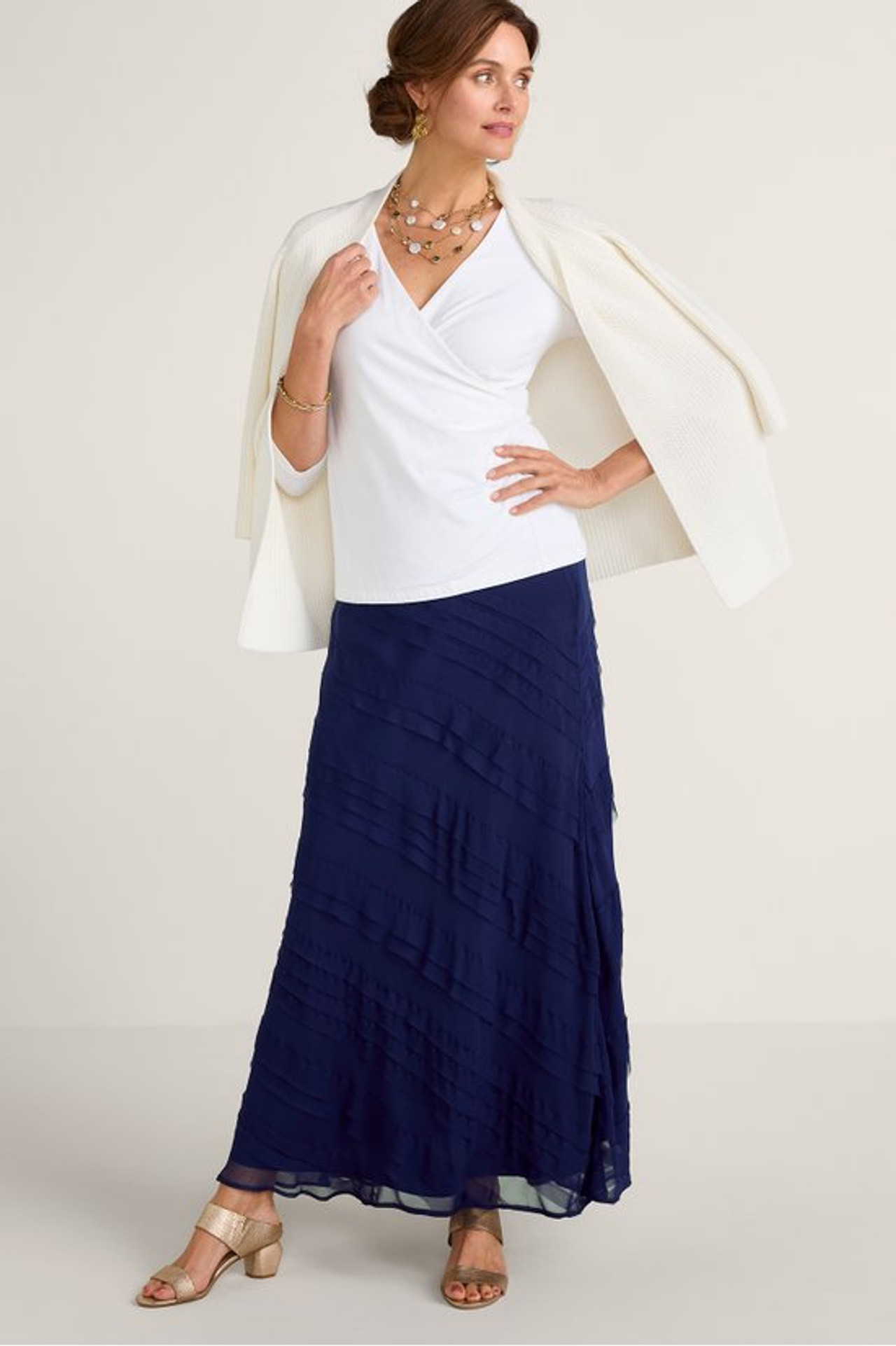 Silk Tiered Skirt - Soft Surroundings Outlet