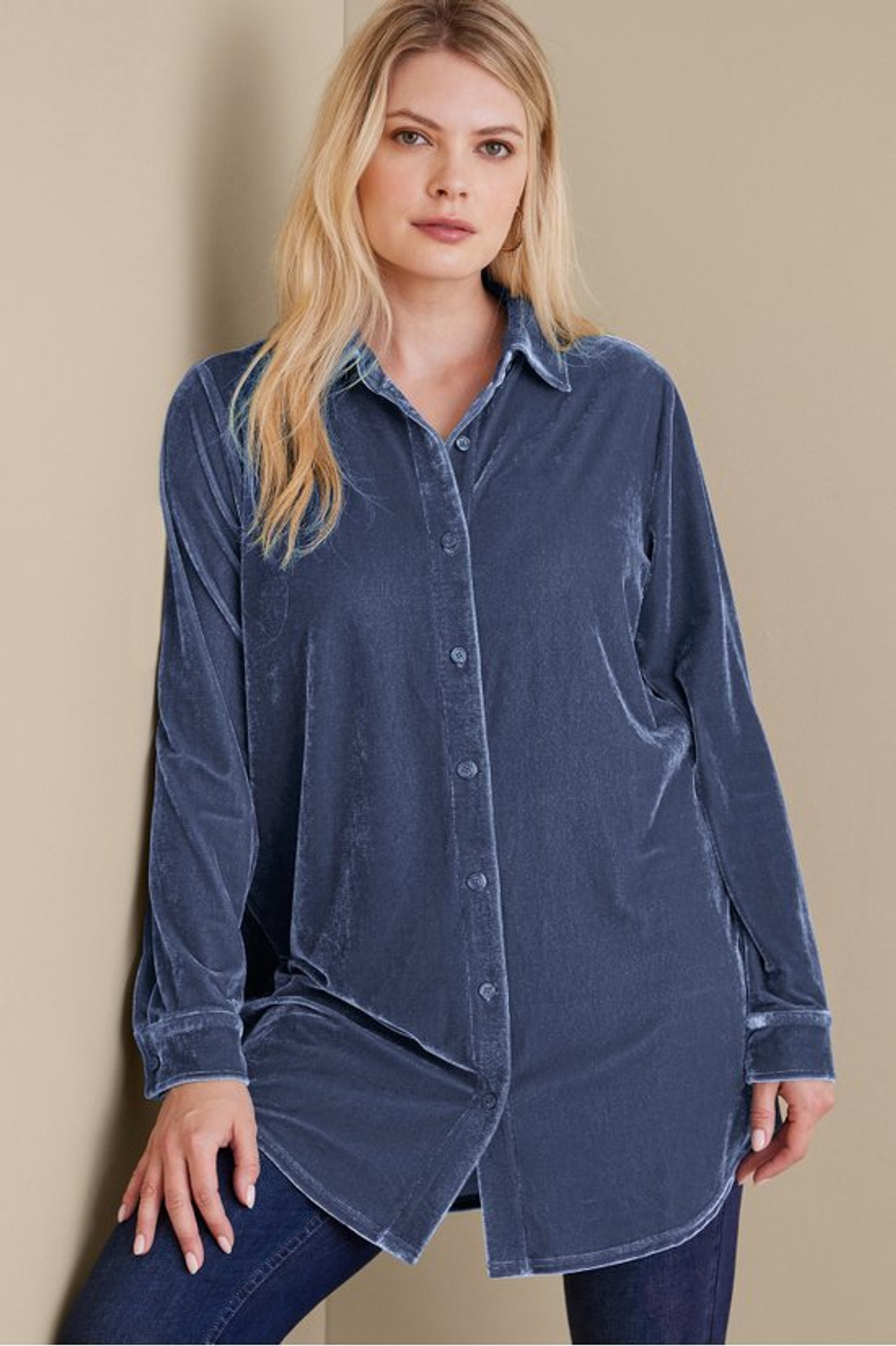 Velvet Boyfriend Tunic Shirt - Soft Surroundings Outlet