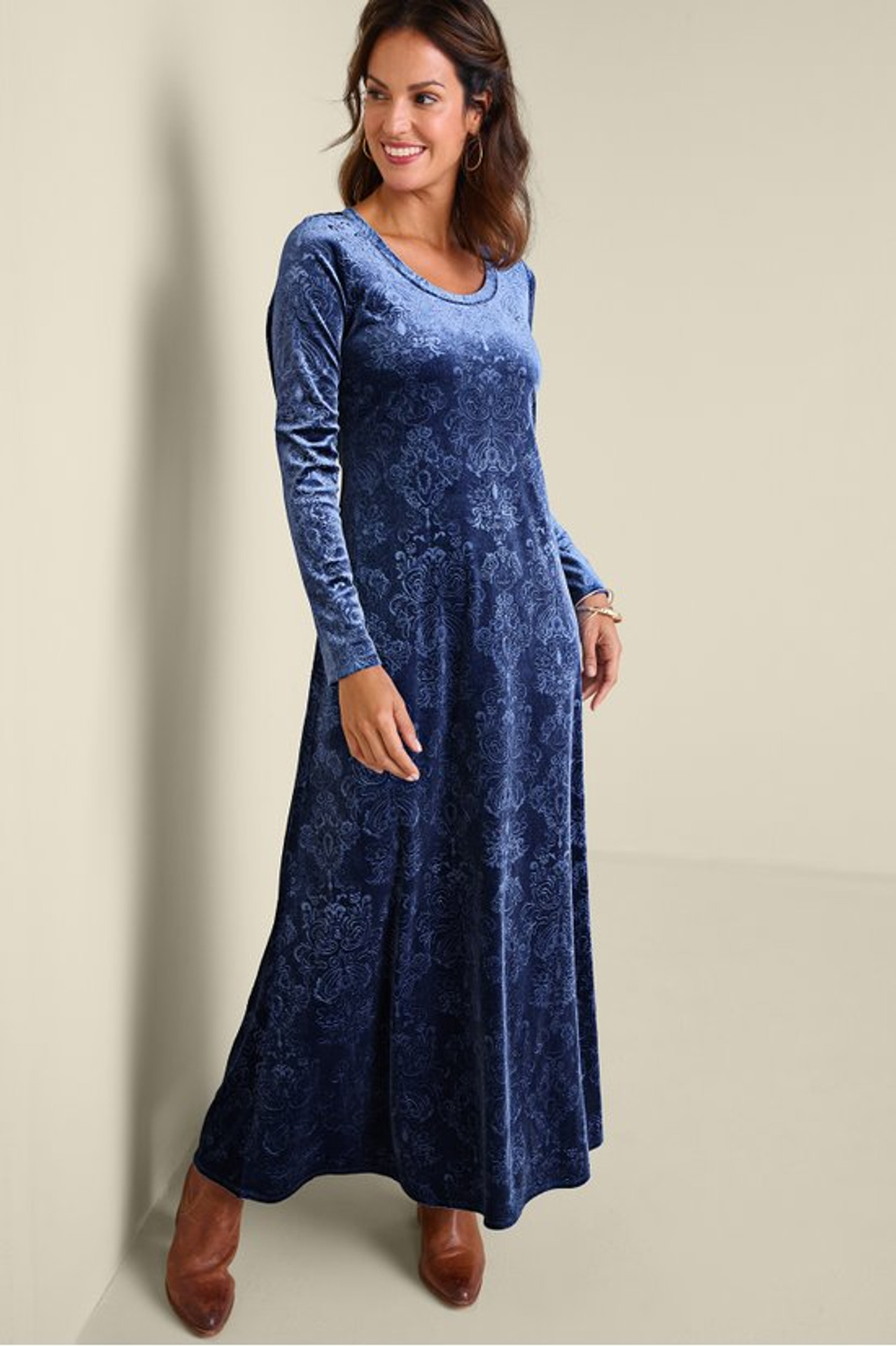 Santiago Embossed Velvet Dress - Soft Surroundings Outlet