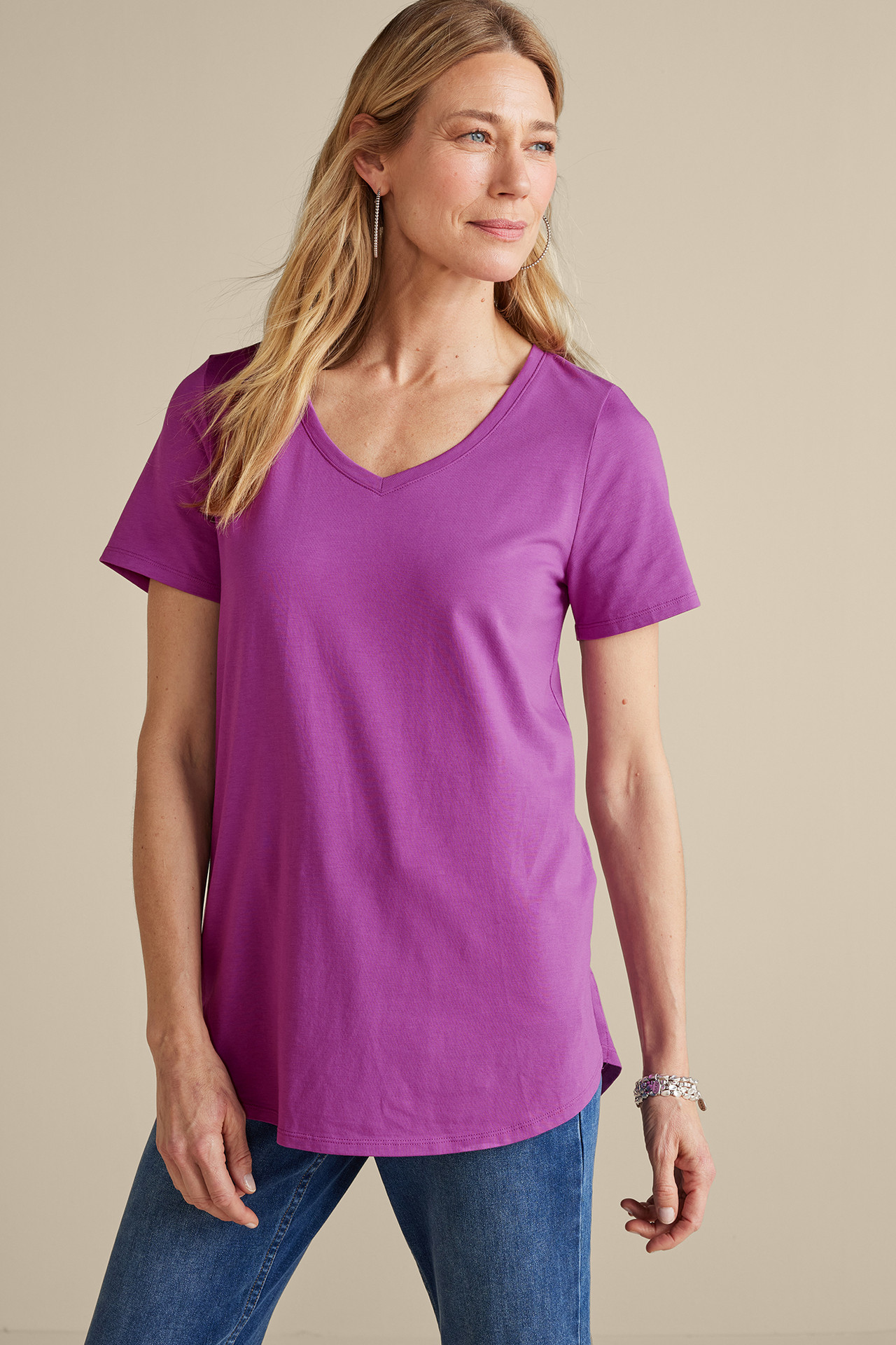 SoftEssential™ Supima® Isabel Short Sleeve Tunic - Soft Surroundings Outlet