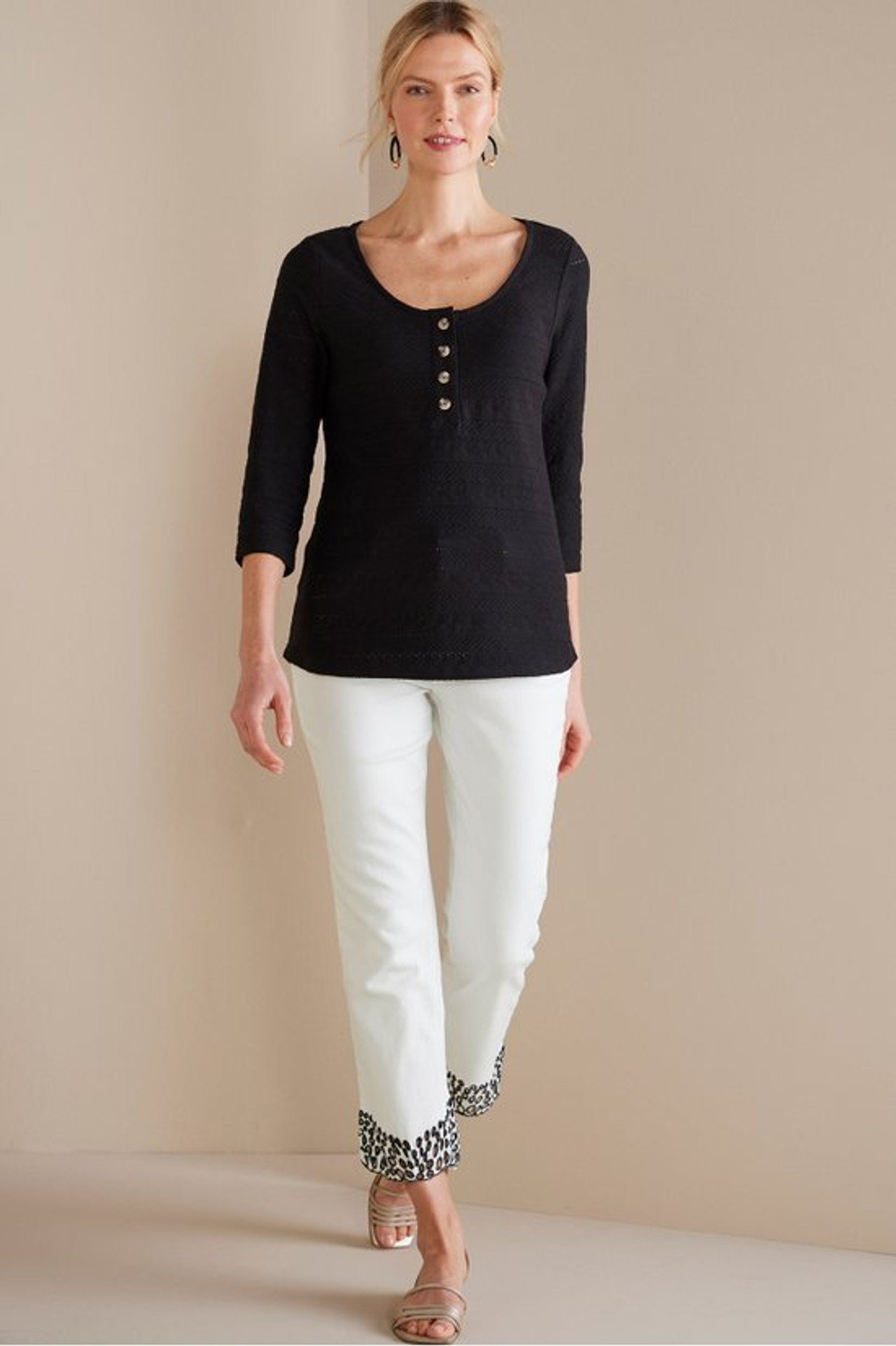 Solene Eyelet Denim Crop Jeans - Soft Surroundings Outlet