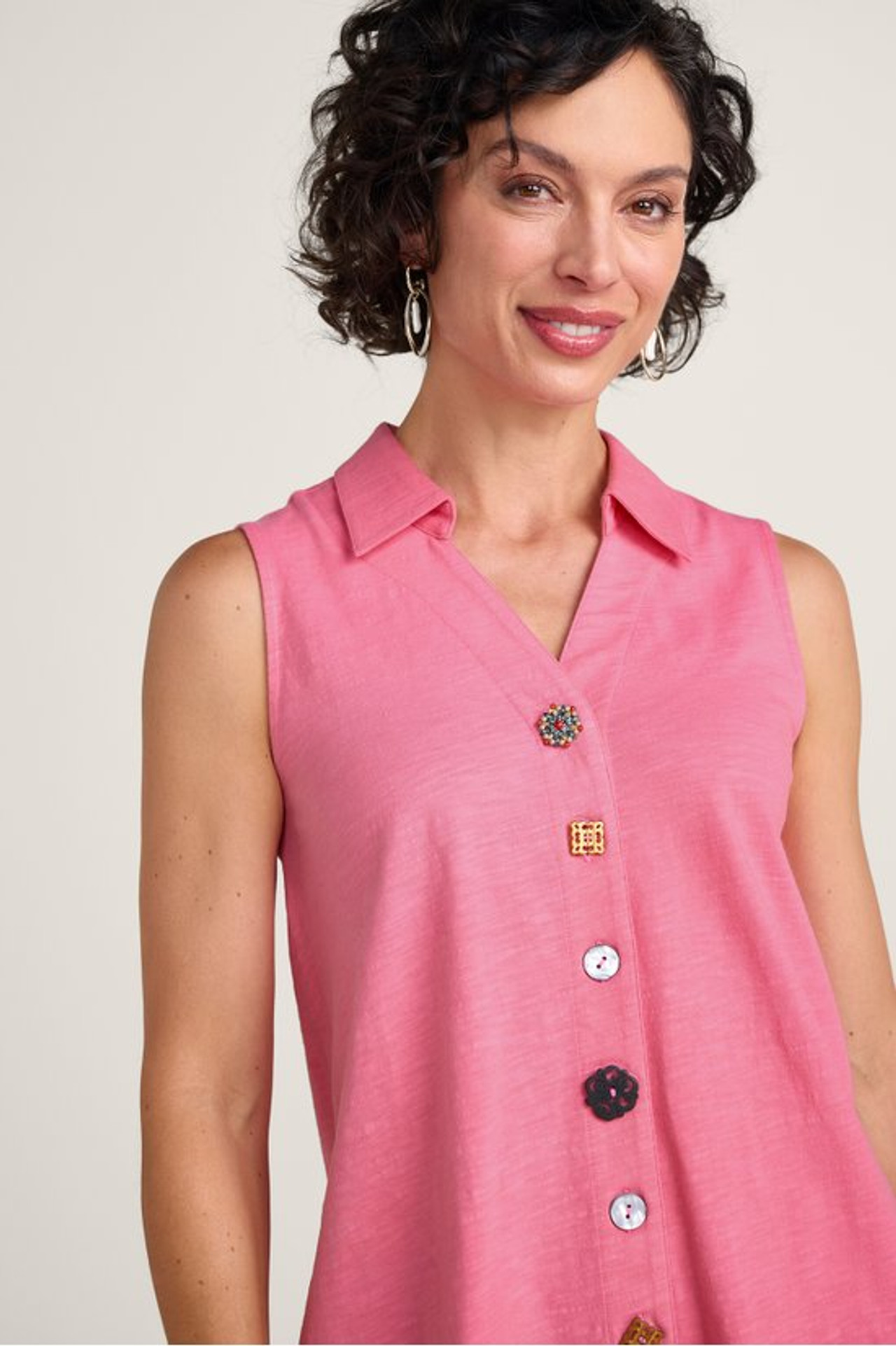 Danielle Button Sleeveless Tunic - Soft Surroundings Outlet