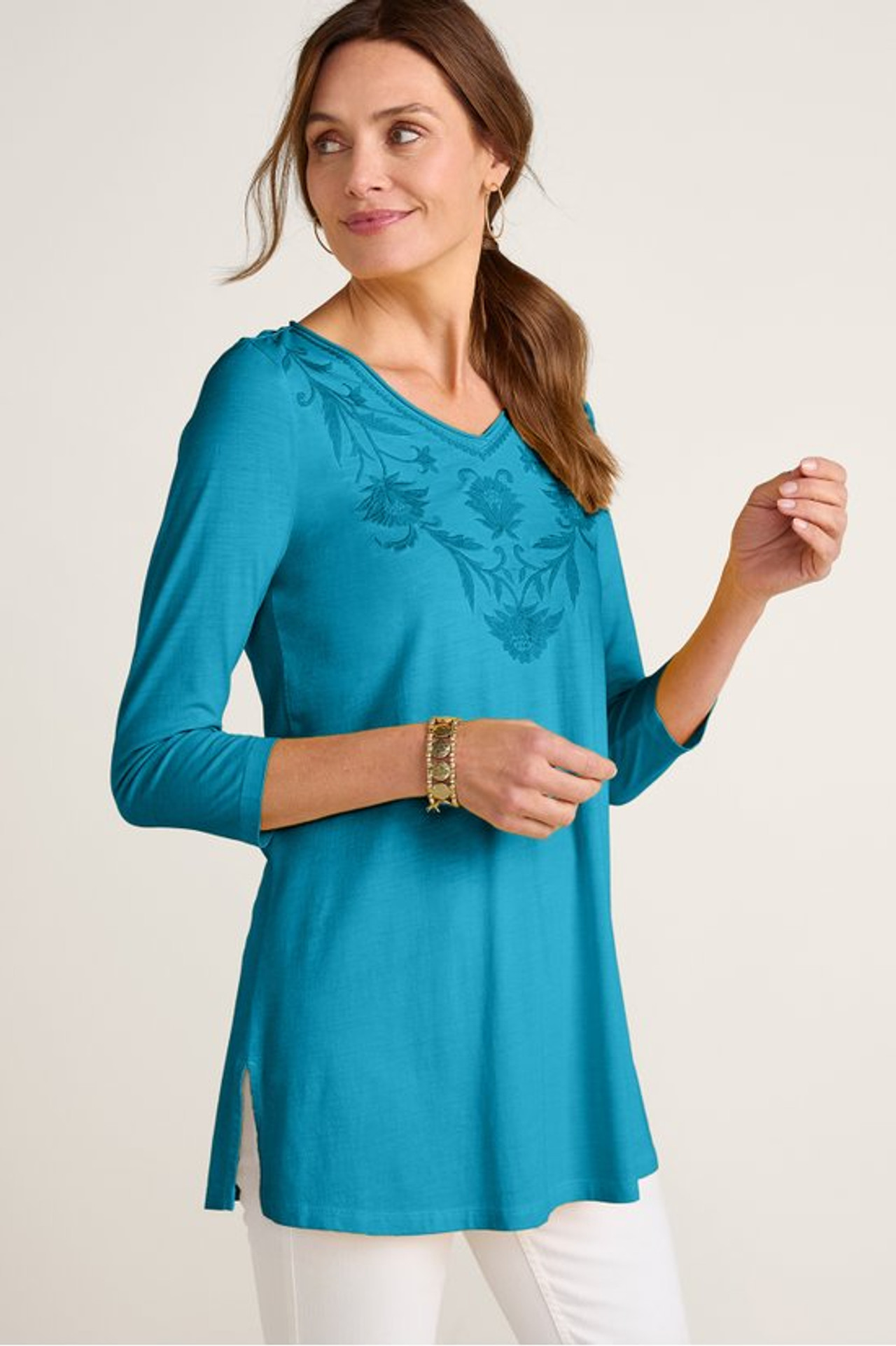 Orelia Embroidered Knit Tunic - Soft Surroundings Outlet
