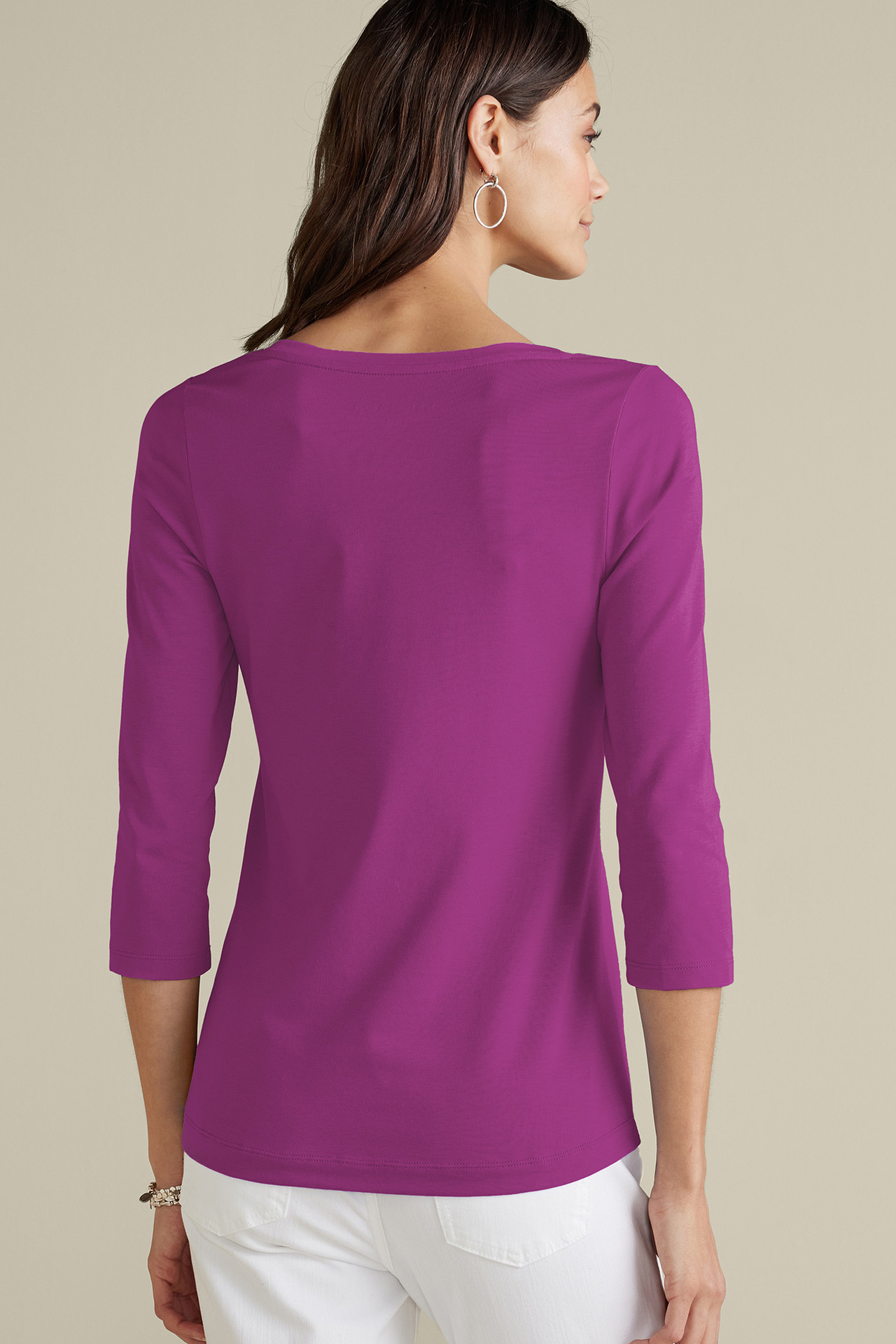 SoftEssential™ Supima® 3/4 Sleeve Tee I - Soft Surroundings Outlet