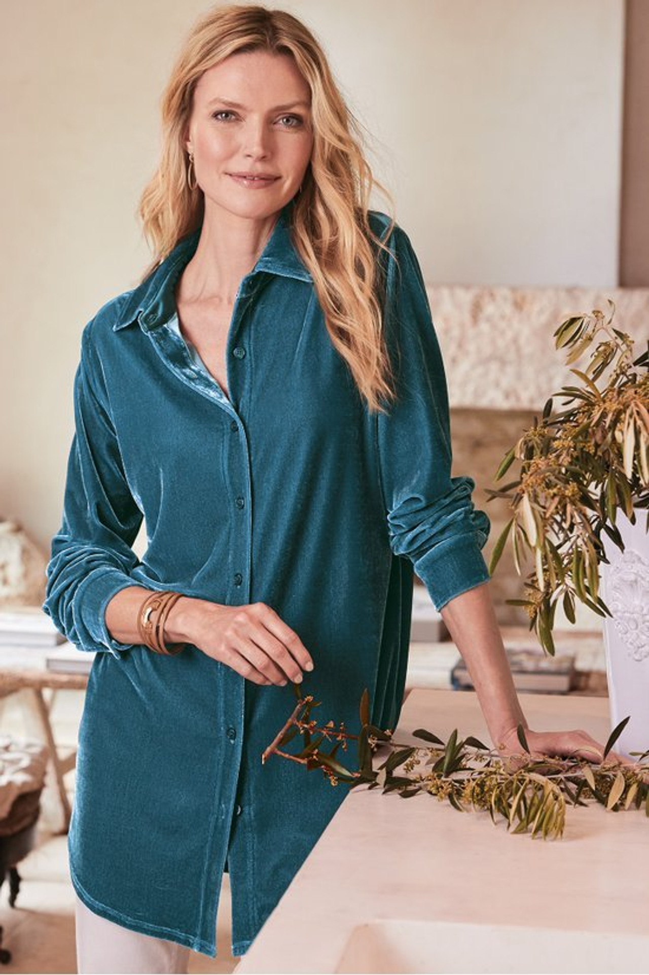 Velvet Boyfriend Tunic Shirt - Soft Surroundings Outlet