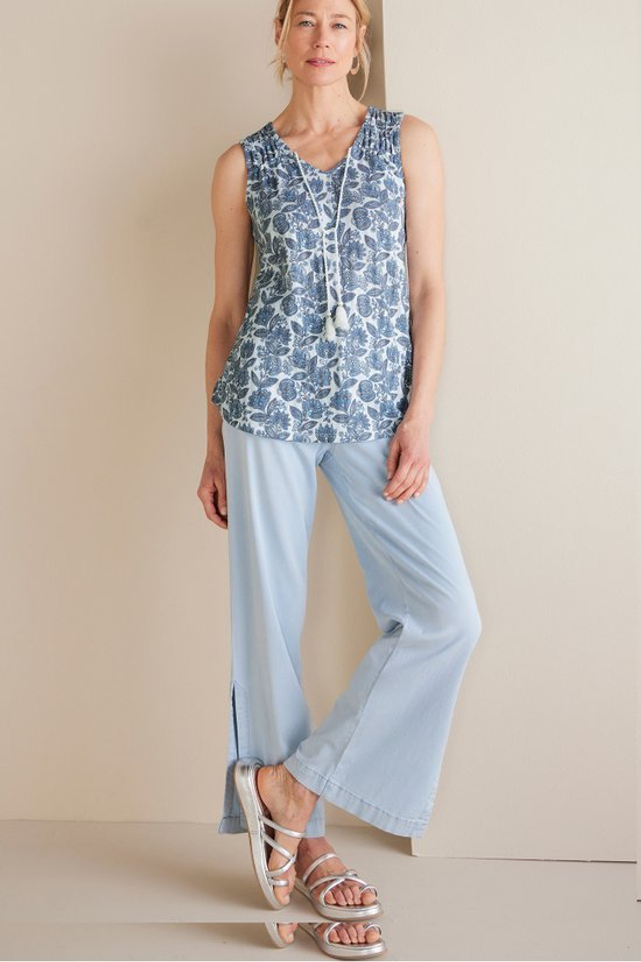 Roxie Printed Pointelle Tank - Soft Surroundings Outlet