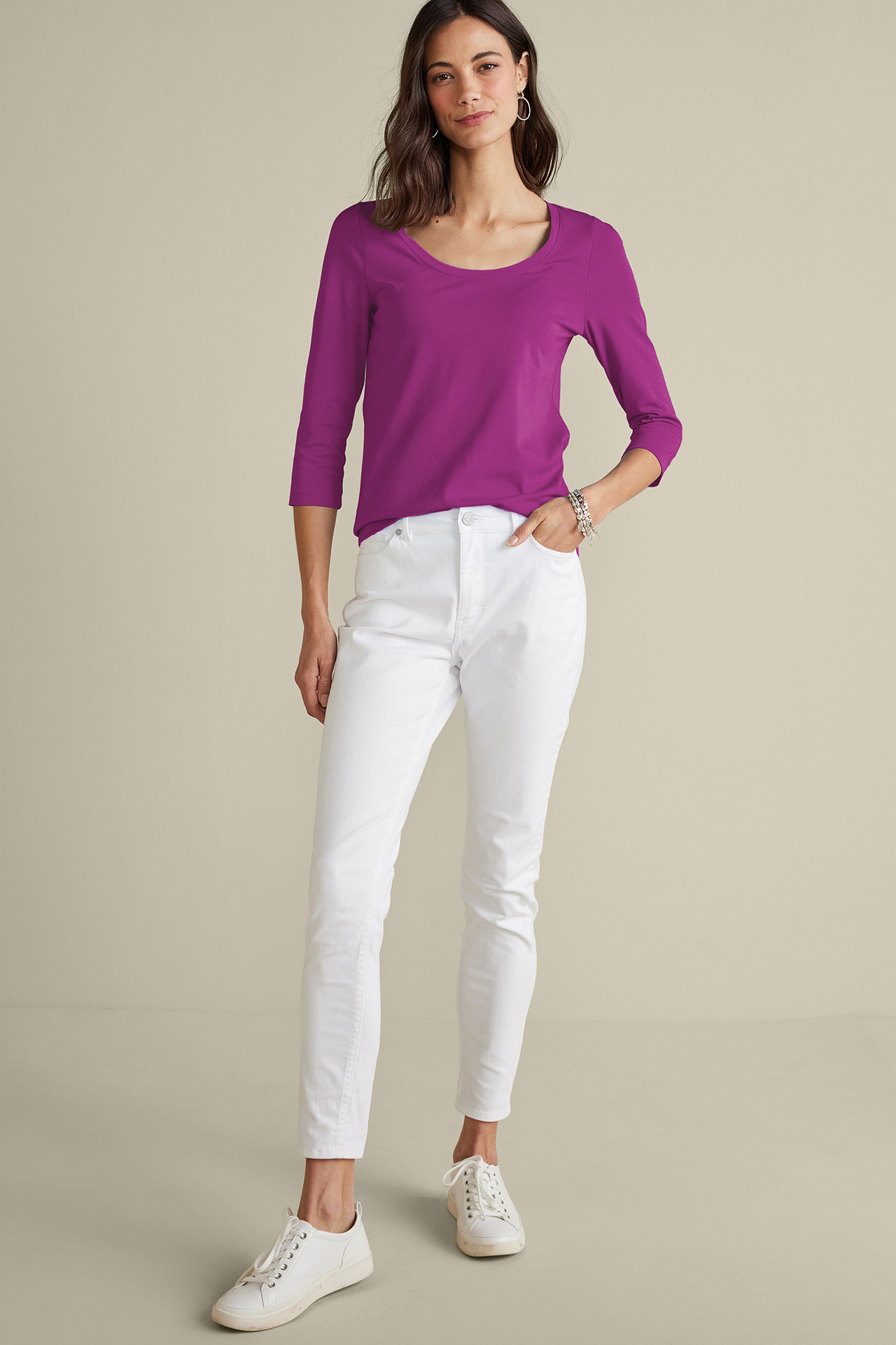 SoftEssential™ Supima® 3/4 Sleeve Tee I - Soft Surroundings Outlet