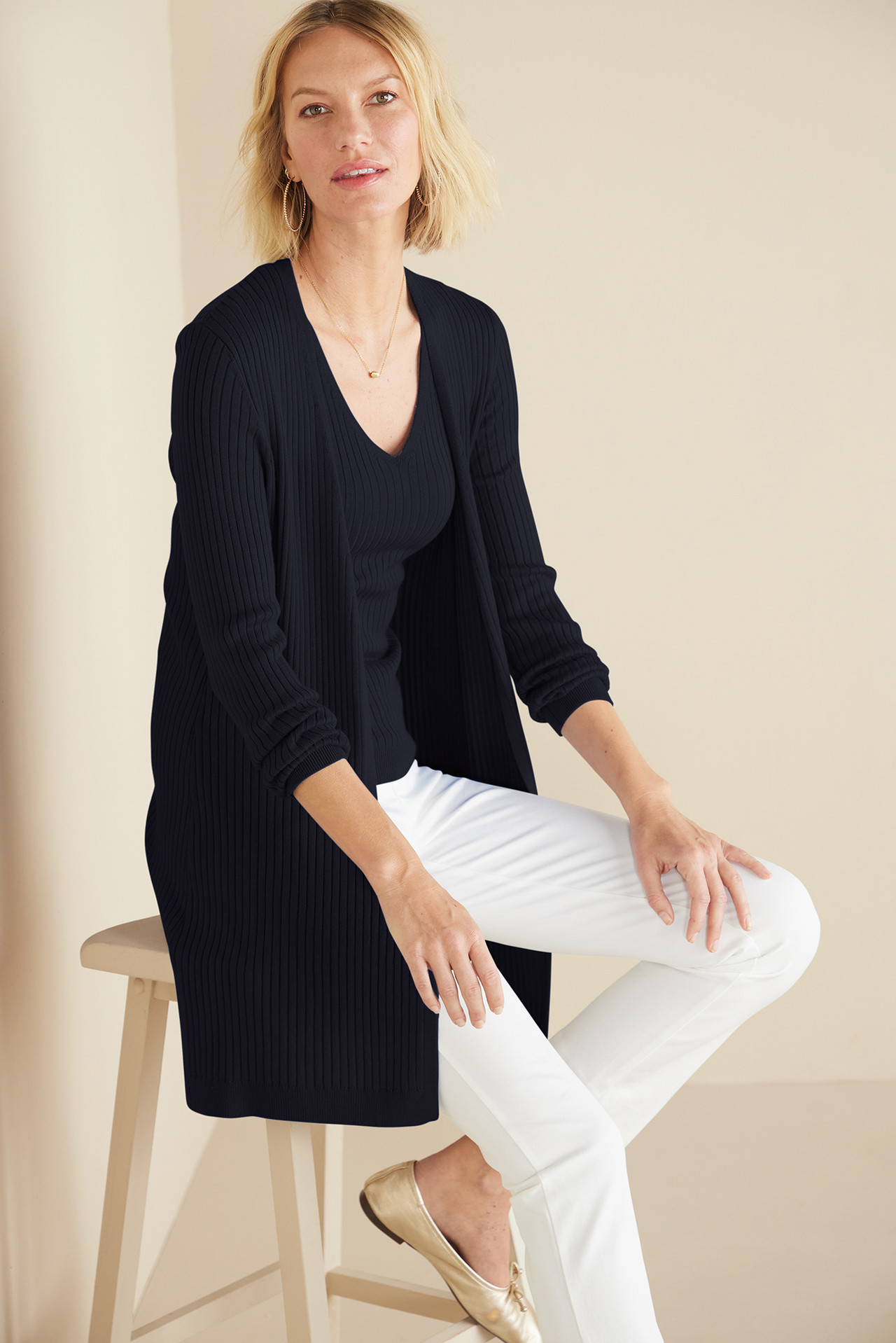 SoftEssential™ Ribbed Long Cardi - Soft Surroundings Outlet