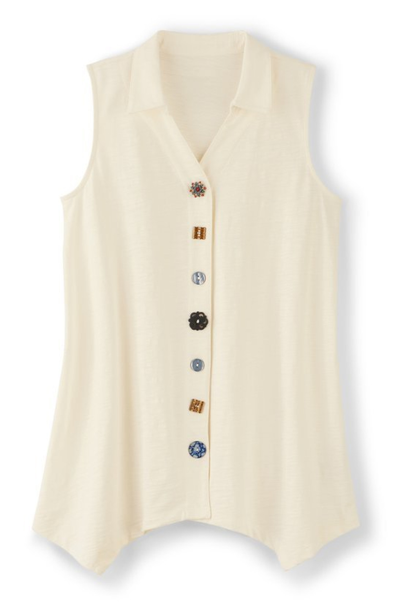 Danielle Button Sleeveless Tunic - Soft Surroundings Outlet