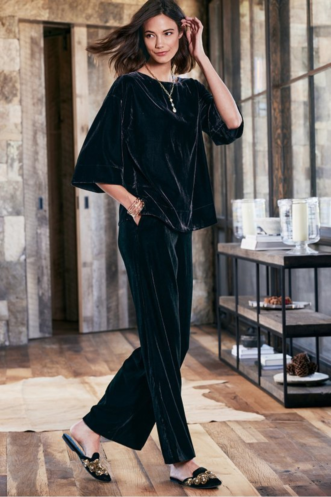 Aria Velvet Wide Leg Pants - Soft Surroundings Outlet