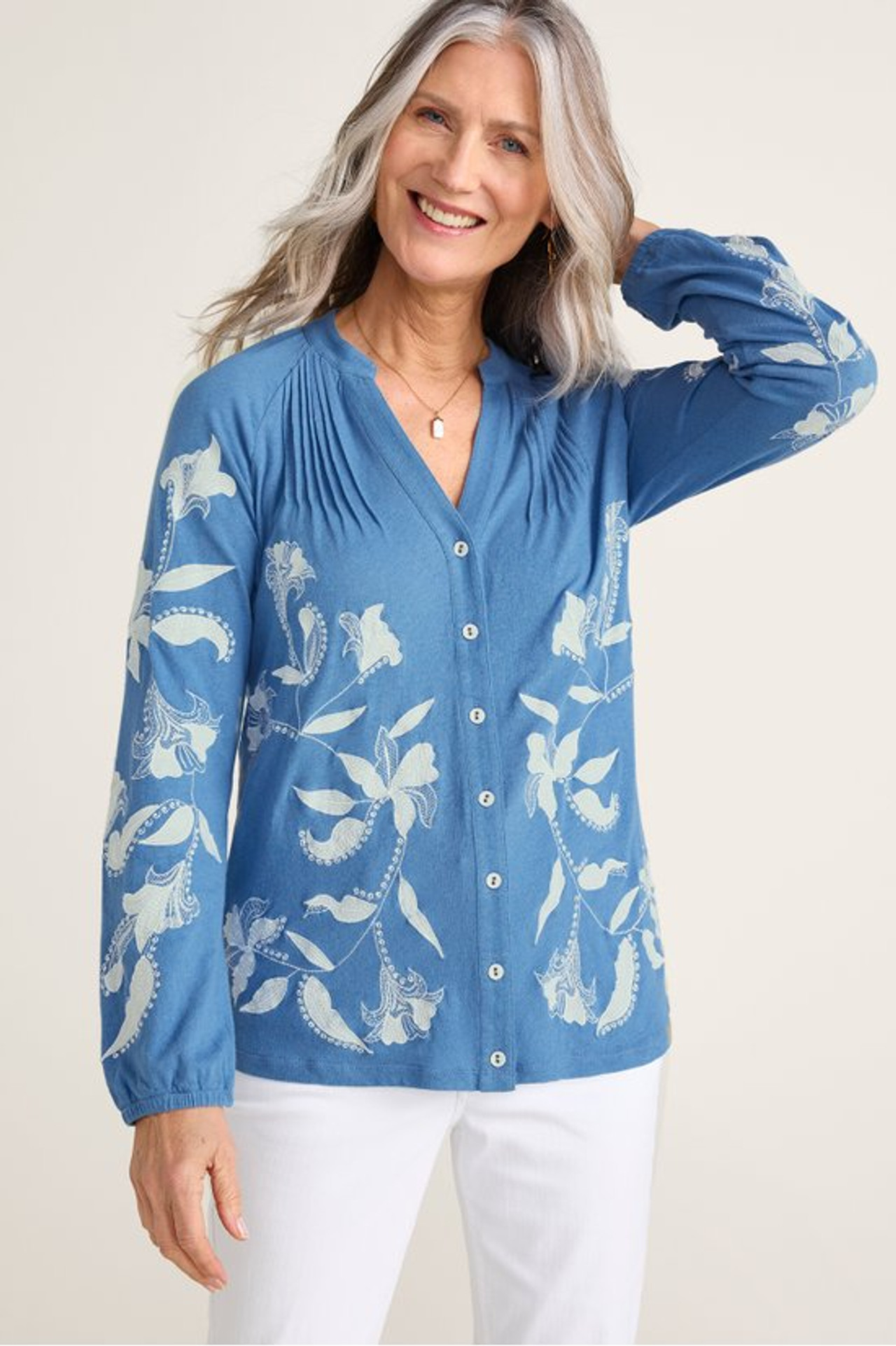 Alva Embroidered Knit Top - Soft Surroundings Outlet