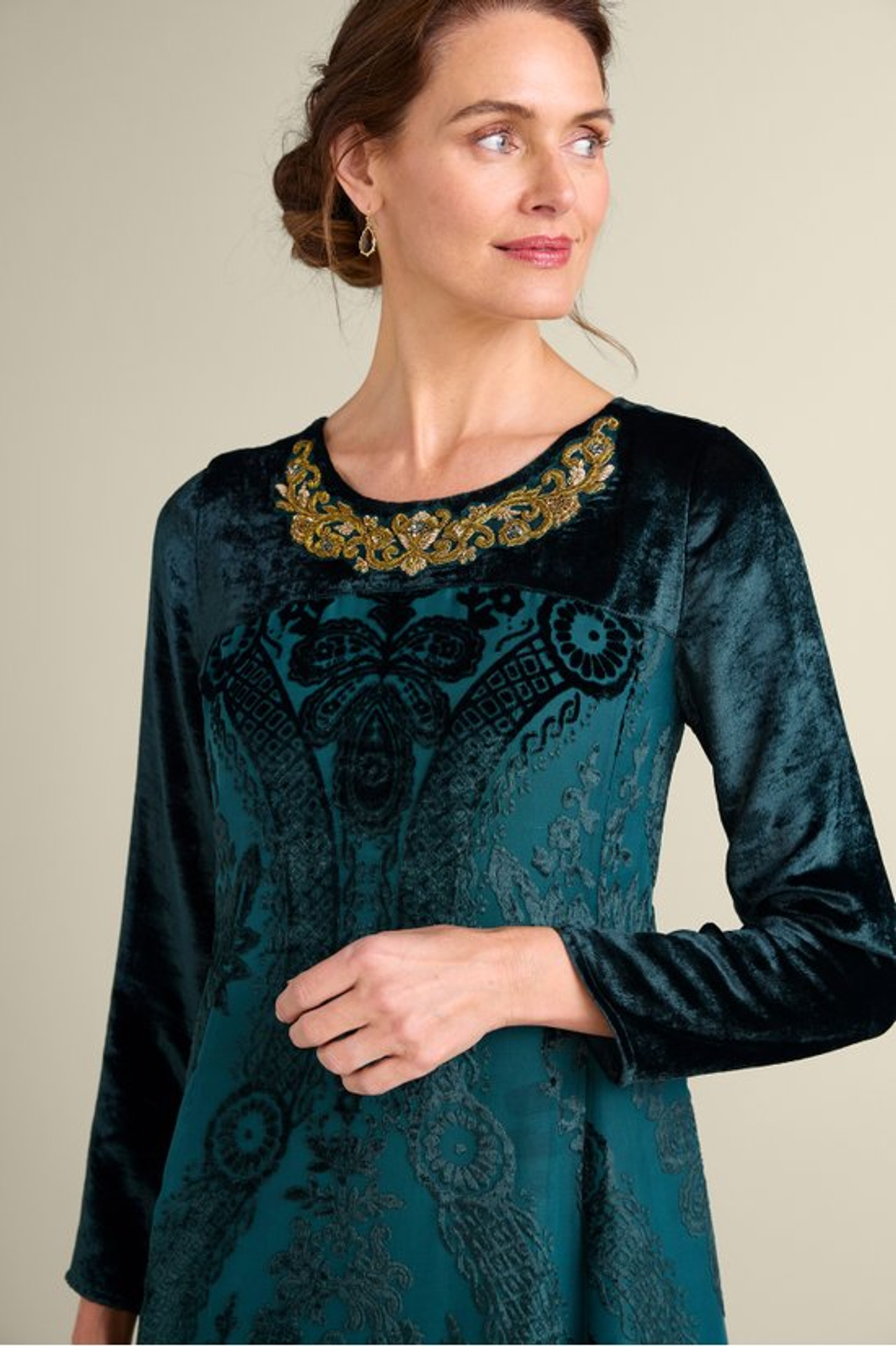 Emaline Velvet Burnout Maxi Dress - Soft Surroundings Outlet