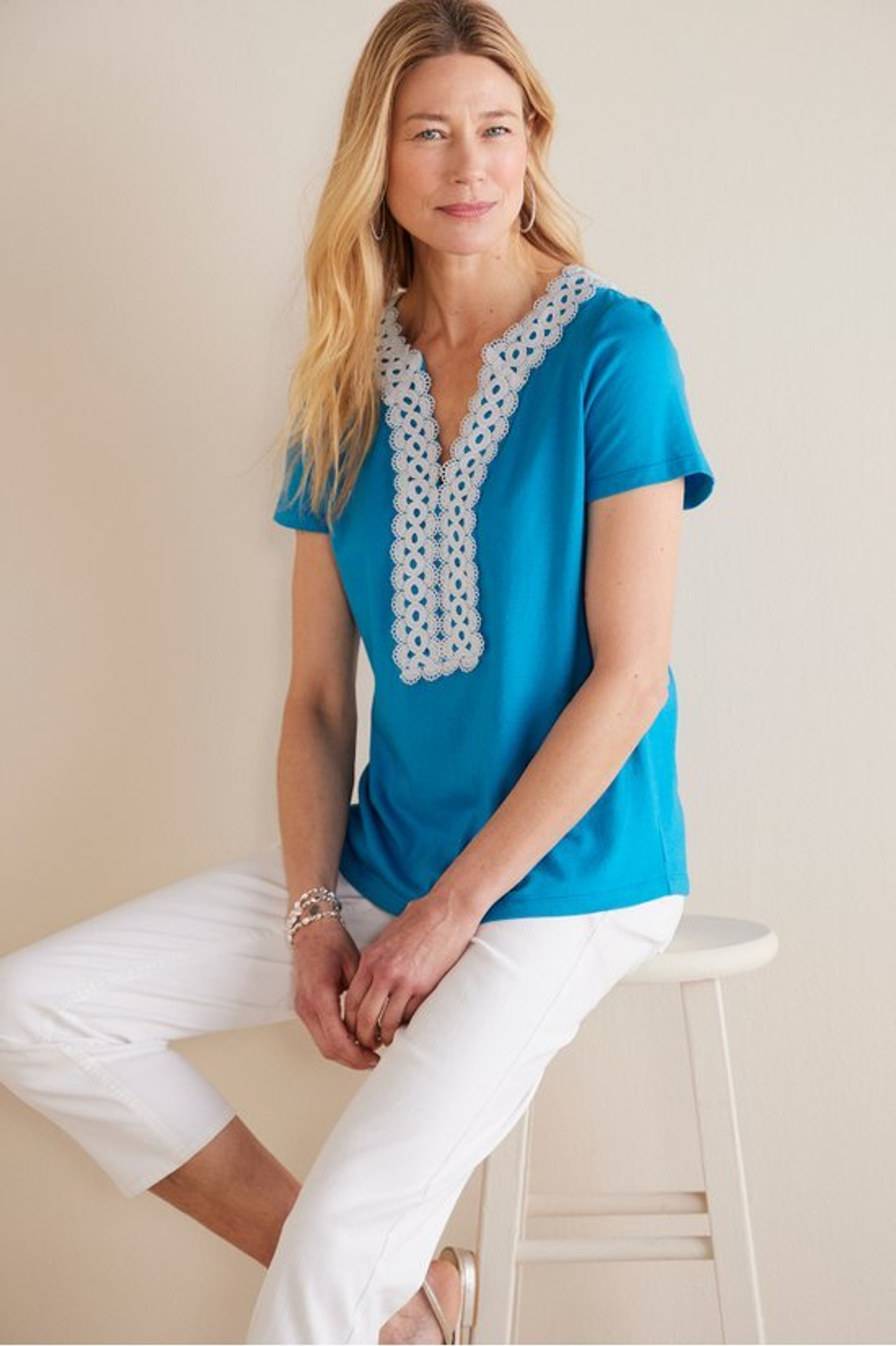 Kaitlyn Embellished Knit Tee - Soft Surroundings Outlet