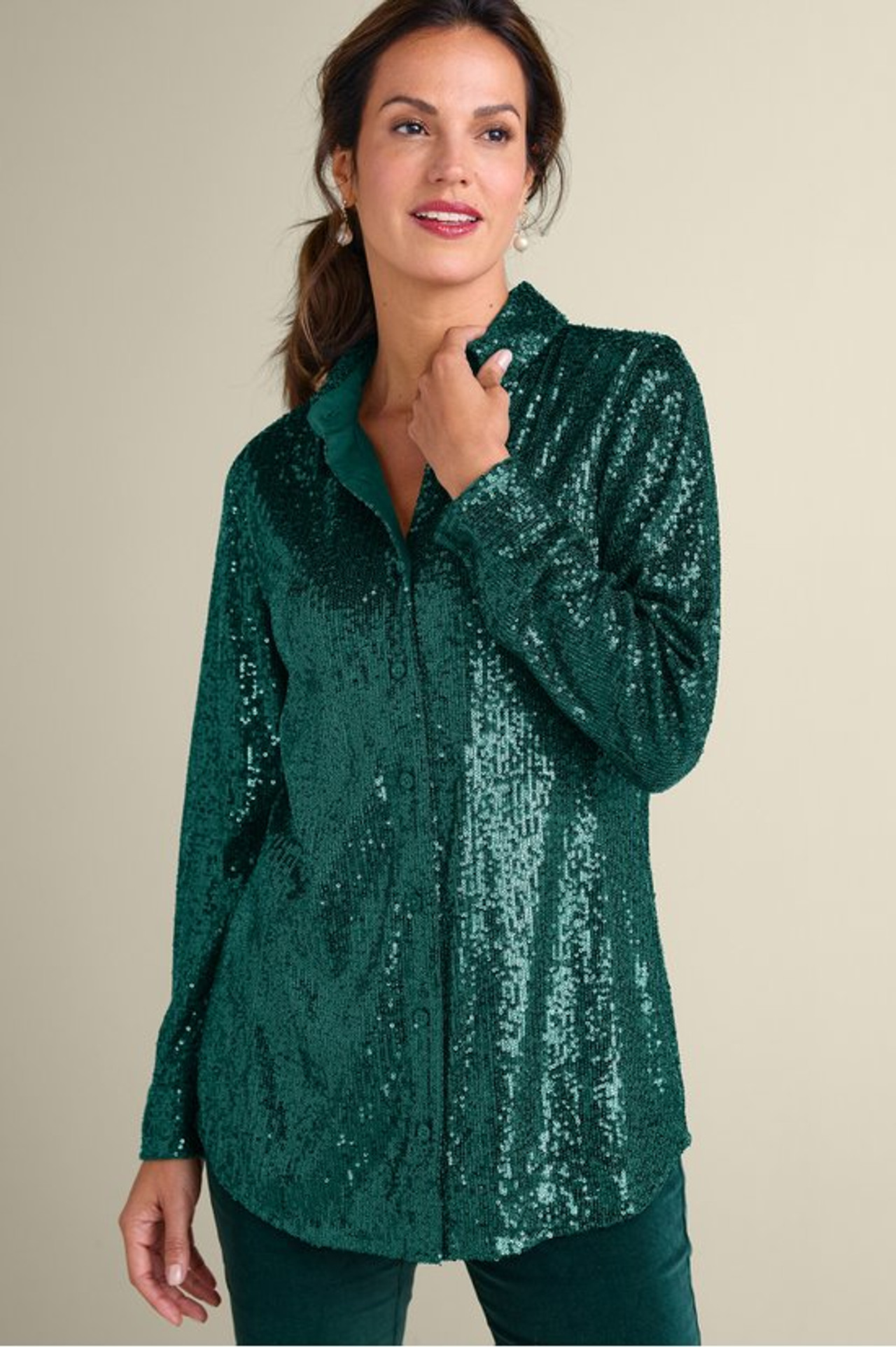 Sancerre Sequin Shirt - Soft Surroundings Outlet