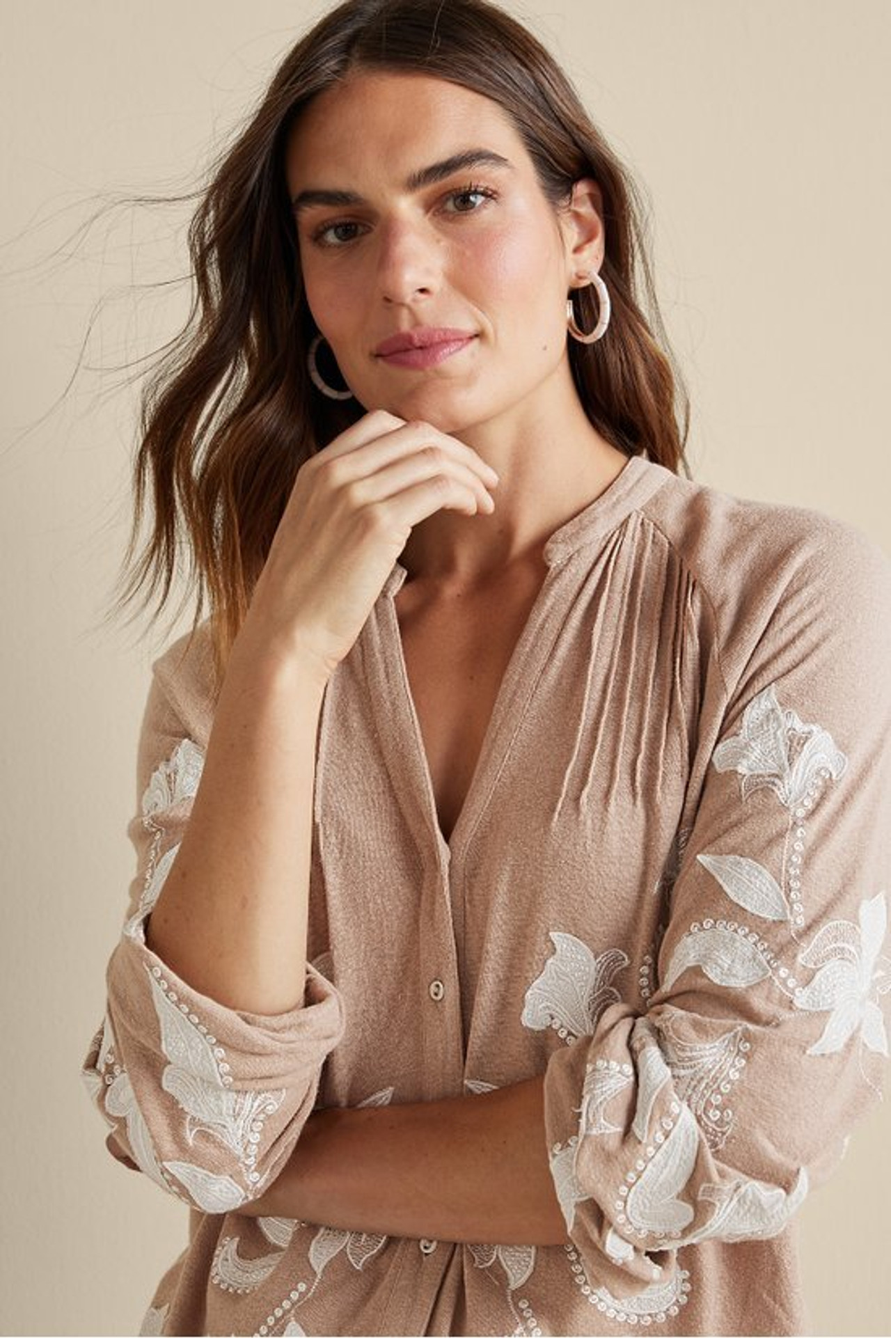 Alva Embroidered Knit Top - Soft Surroundings Outlet