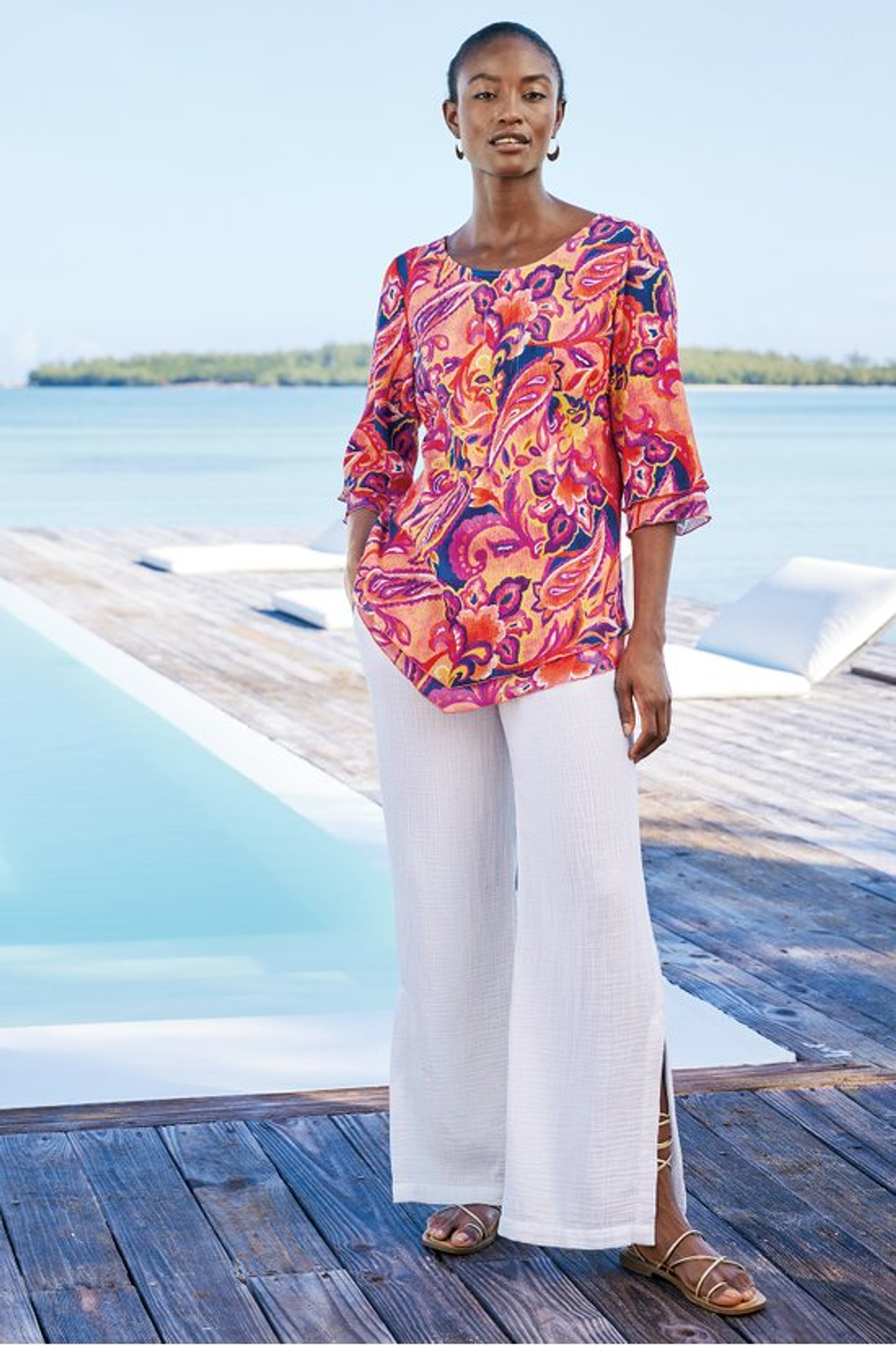 Khulani Wide Leg Gauze Pants - Soft Surroundings Outlet