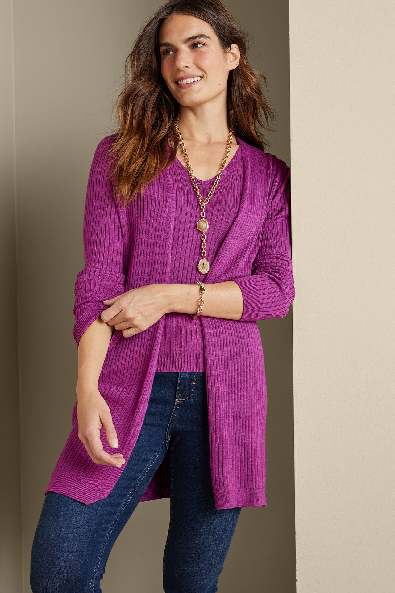 SoftEssential™ Ribbed Long Cardi - Soft Surroundings Outlet