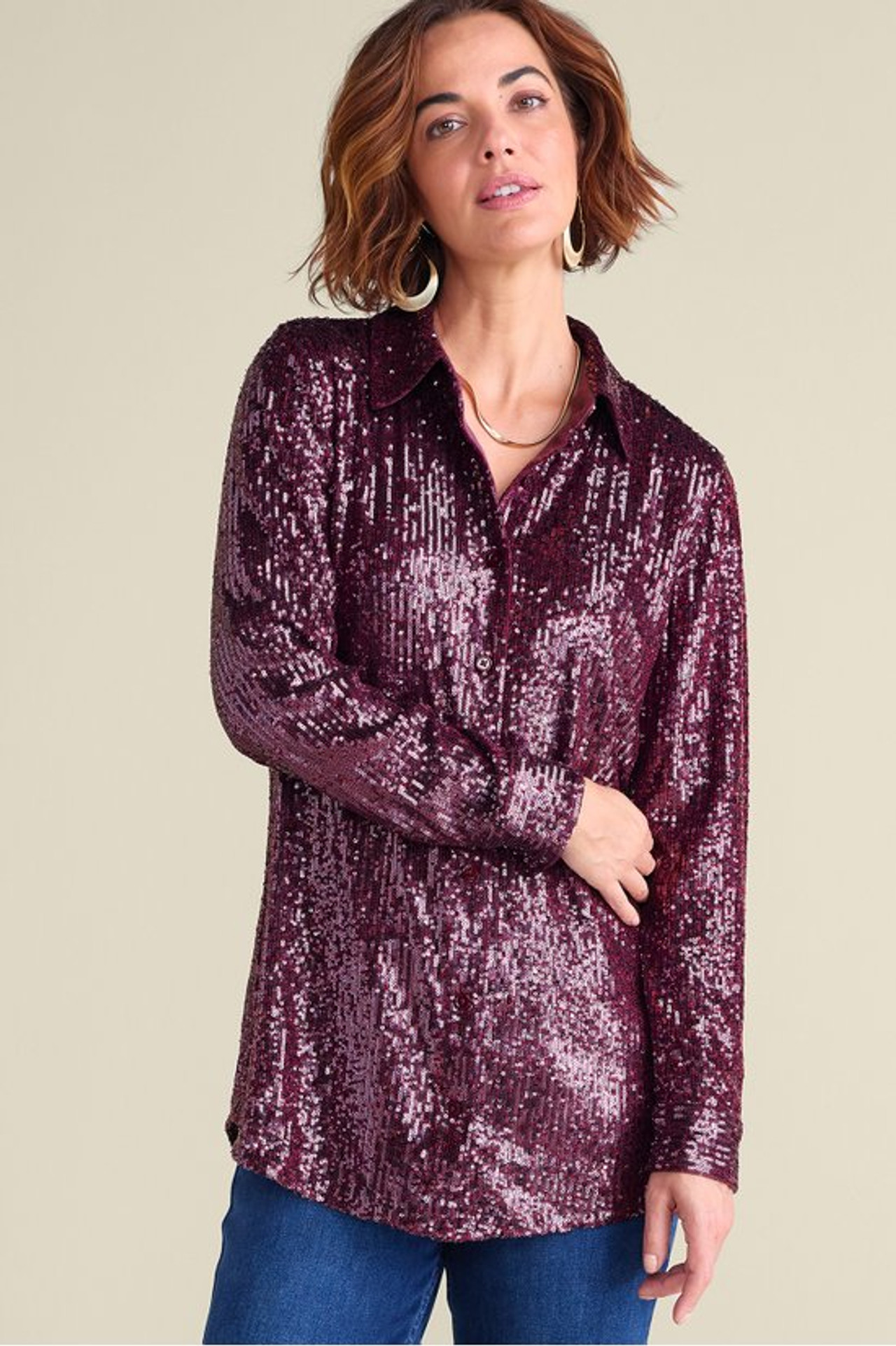 Sancerre Sequin Shirt - Soft Surroundings Outlet