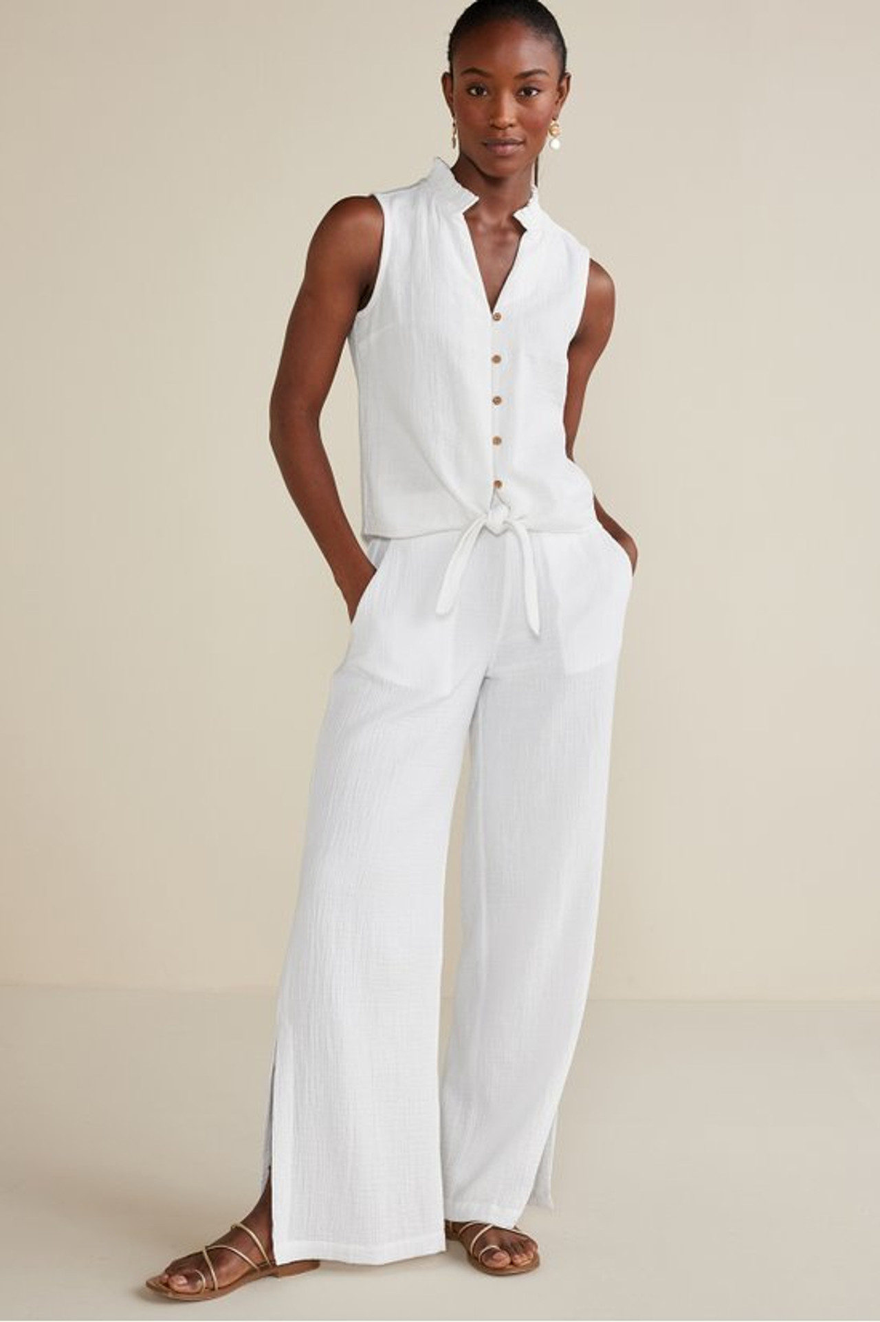 Khulani Wide Leg Gauze Pants - Soft Surroundings Outlet