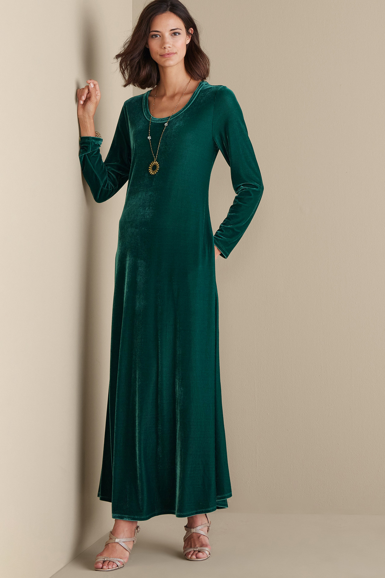 Santiago Stretch Velvet Dress - Soft Surroundings Outlet