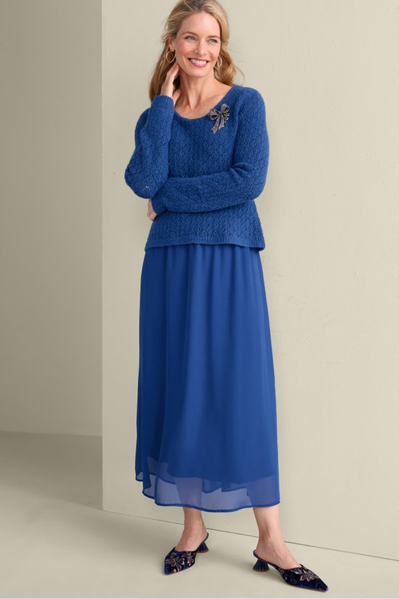 Cassie Pointelle Sweater Dress - Soft Surroundings Outlet