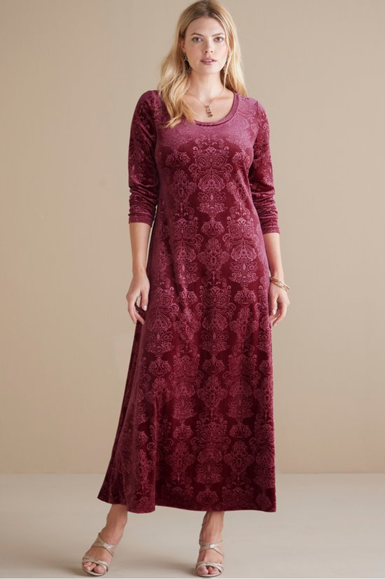 Santiago Embossed Velvet Dress - Soft Surroundings Outlet