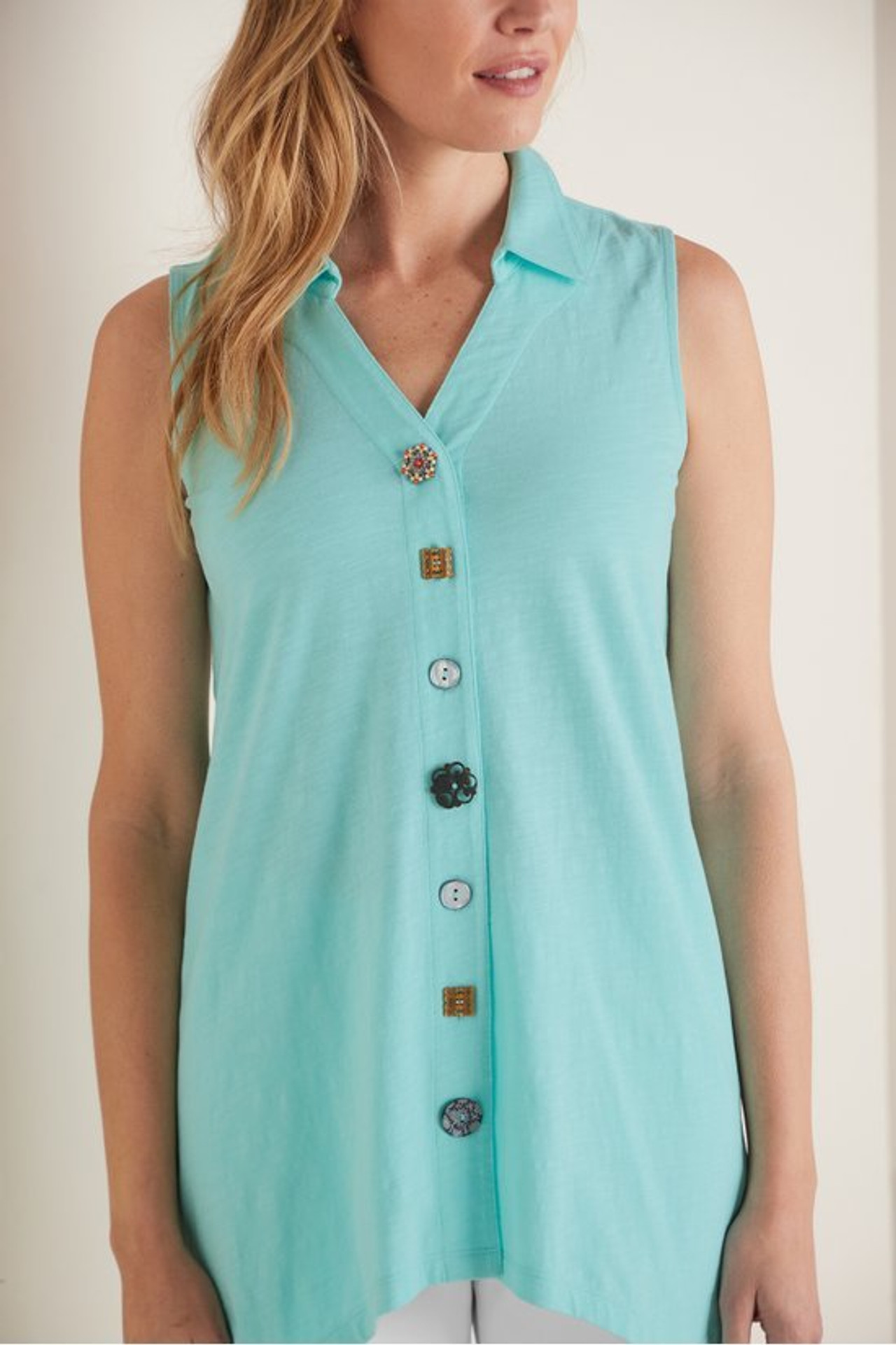 Danielle Button Sleeveless Tunic - Soft Surroundings Outlet