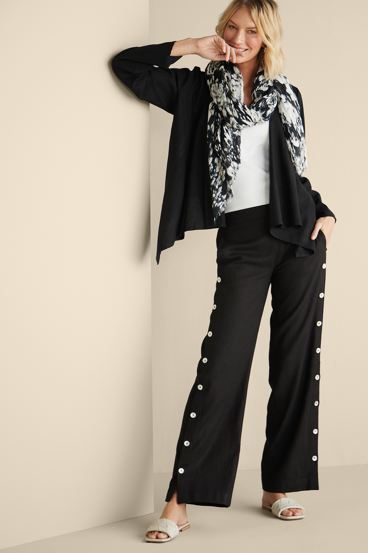 Sonoma Linen Blend Wide Leg Pants - Soft Surroundings Outlet