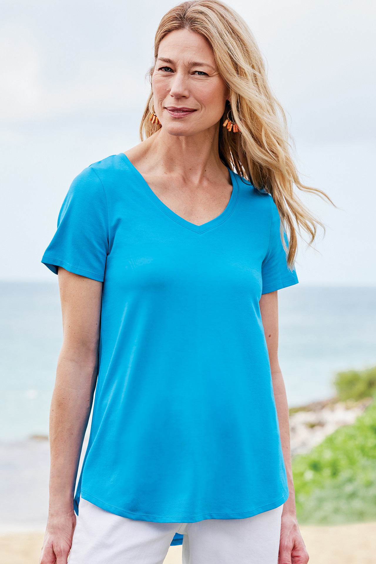 SoftEssential™ Supima® Isabel Short Sleeve Tunic - Soft Surroundings Outlet